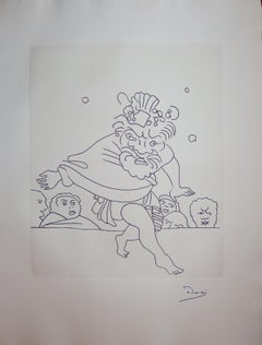 Mad Man on Stage - Original etching - 1951