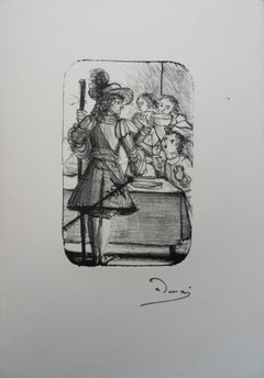 Musketeer And Children - Lithograph, 1950