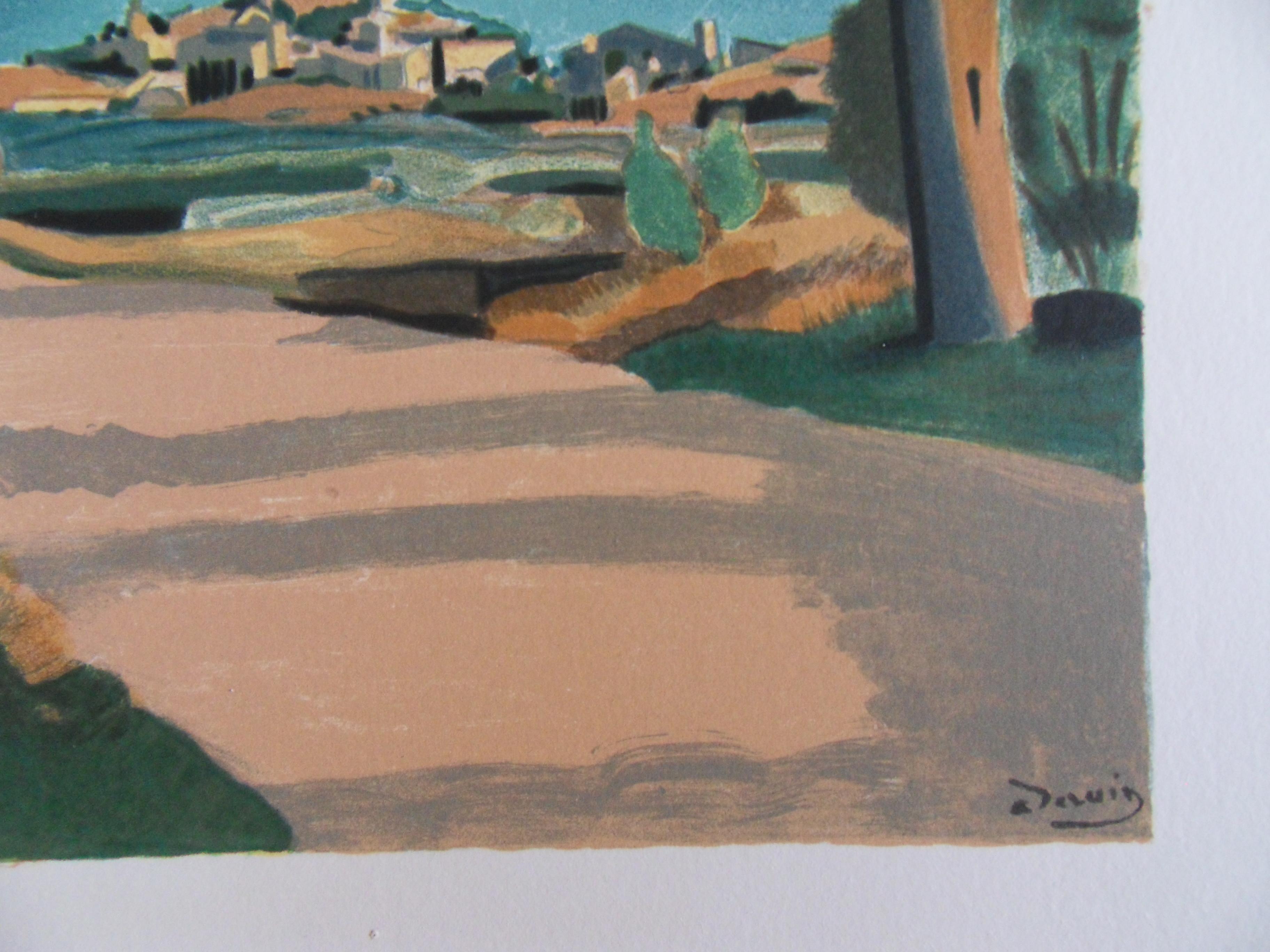 In der Nähe von Saint Paul de Vence - Steinlithographie - 1965 – Print von André Derain