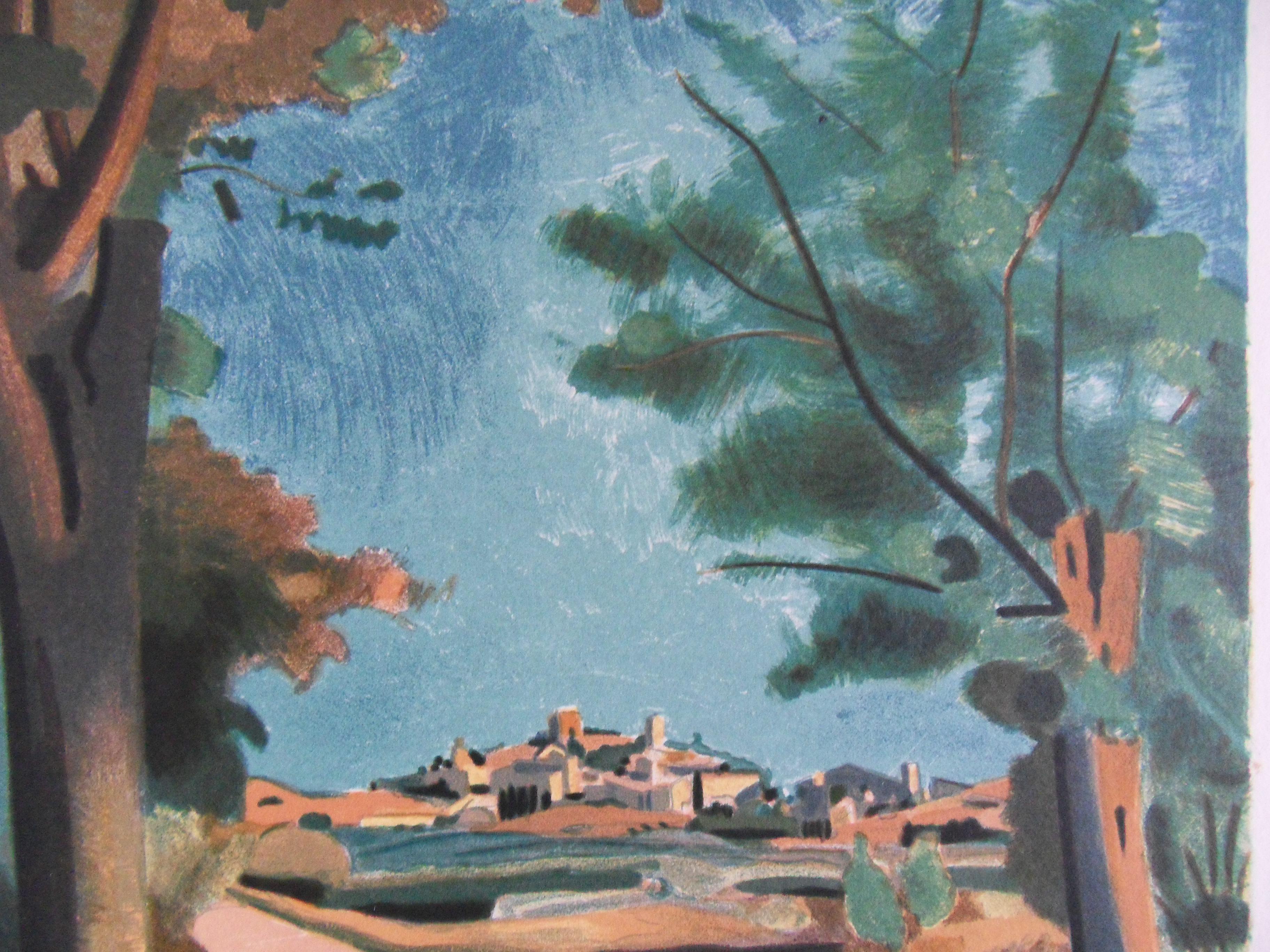 In der Nähe von Saint Paul de Vence - Steinlithographie - 1965 (Moderne), Print, von André Derain