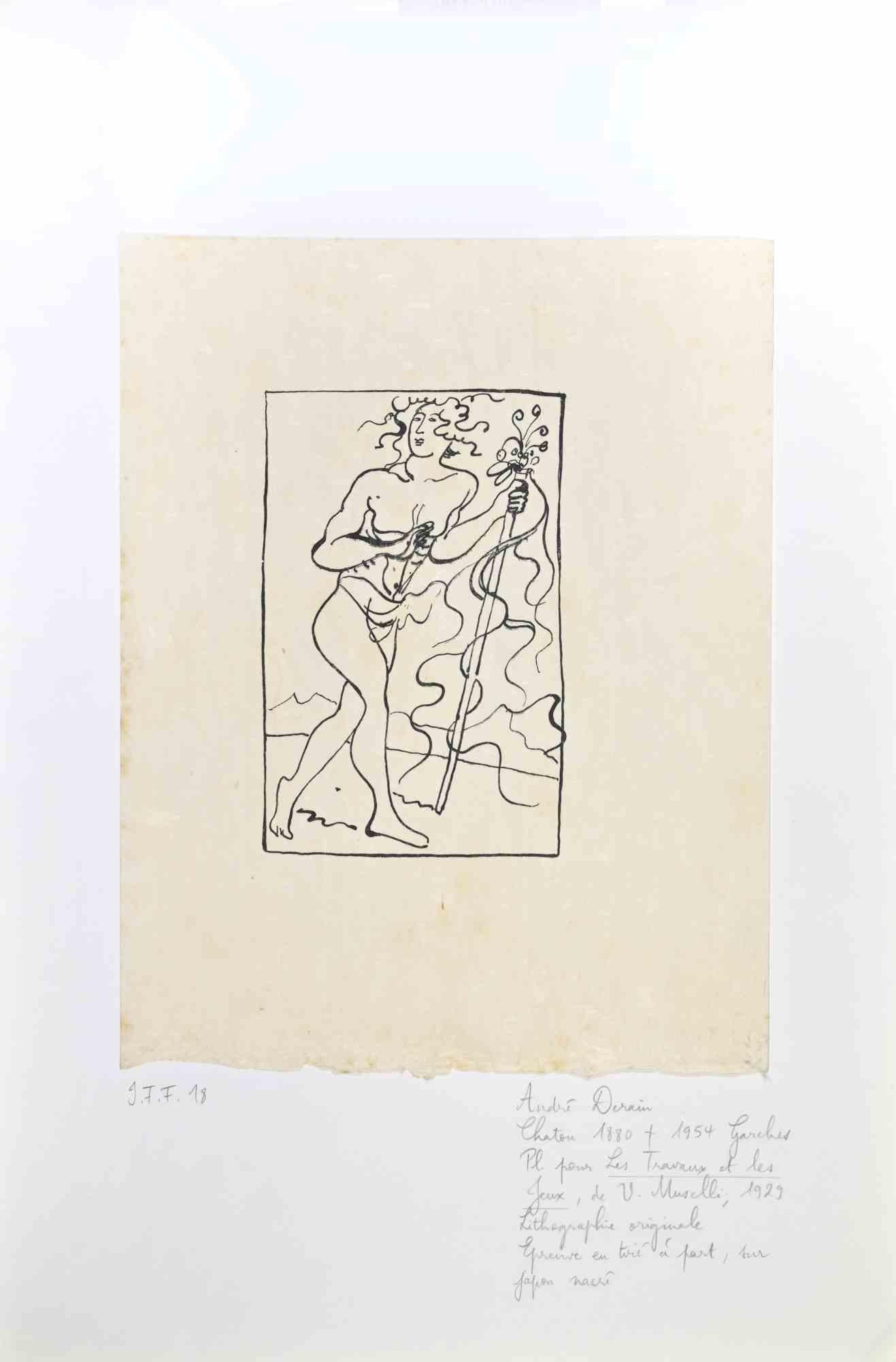 André Derain Figurative Print - Nude - Lithograph by Andrè Derain - 1929