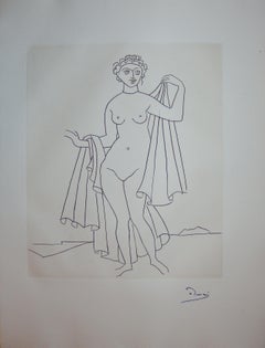 Nude Woman after the Bath  - Original etching - 1951