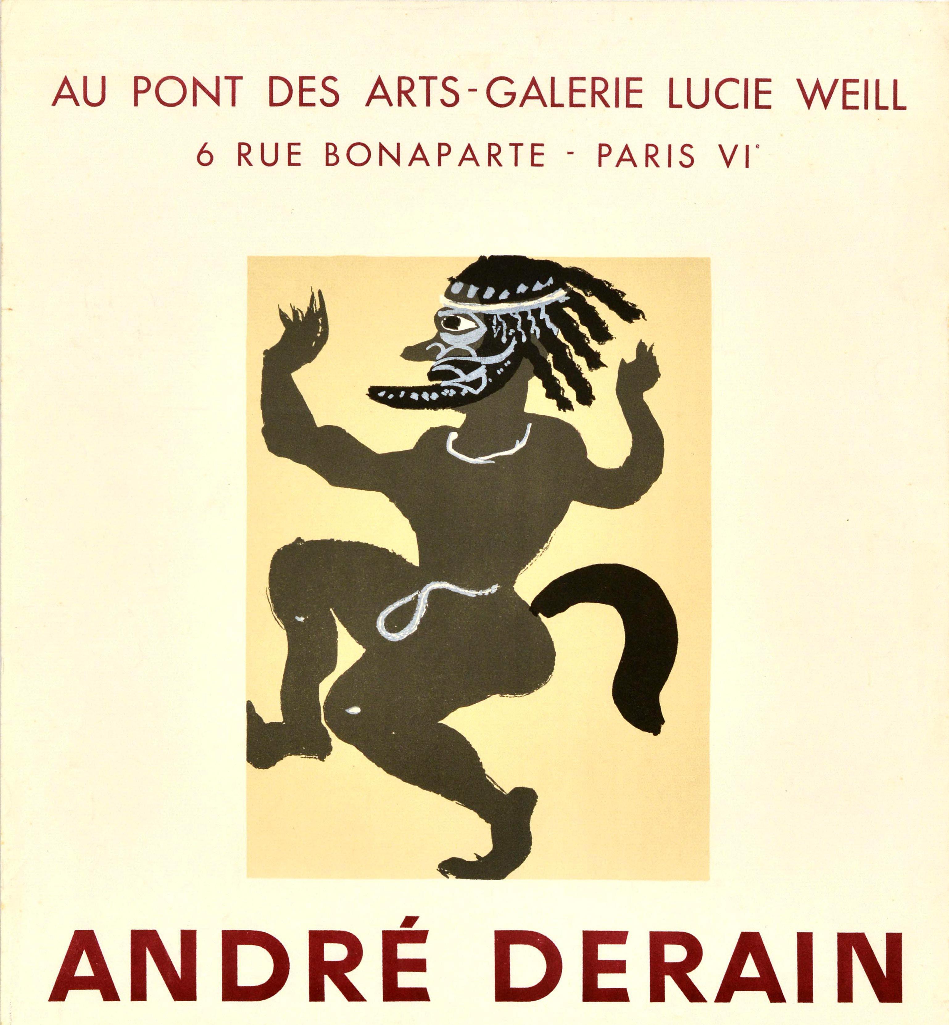 Original Vintage Art Exhibition Poster Andre Derain Ballets Barber Of Seville - White Print by André Derain