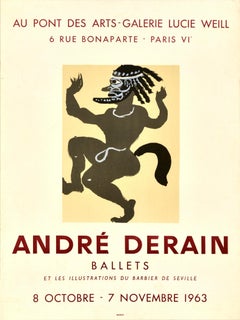 Original Vintage Art Exhibition Poster Andre Derain Ballets Barber Of Seville