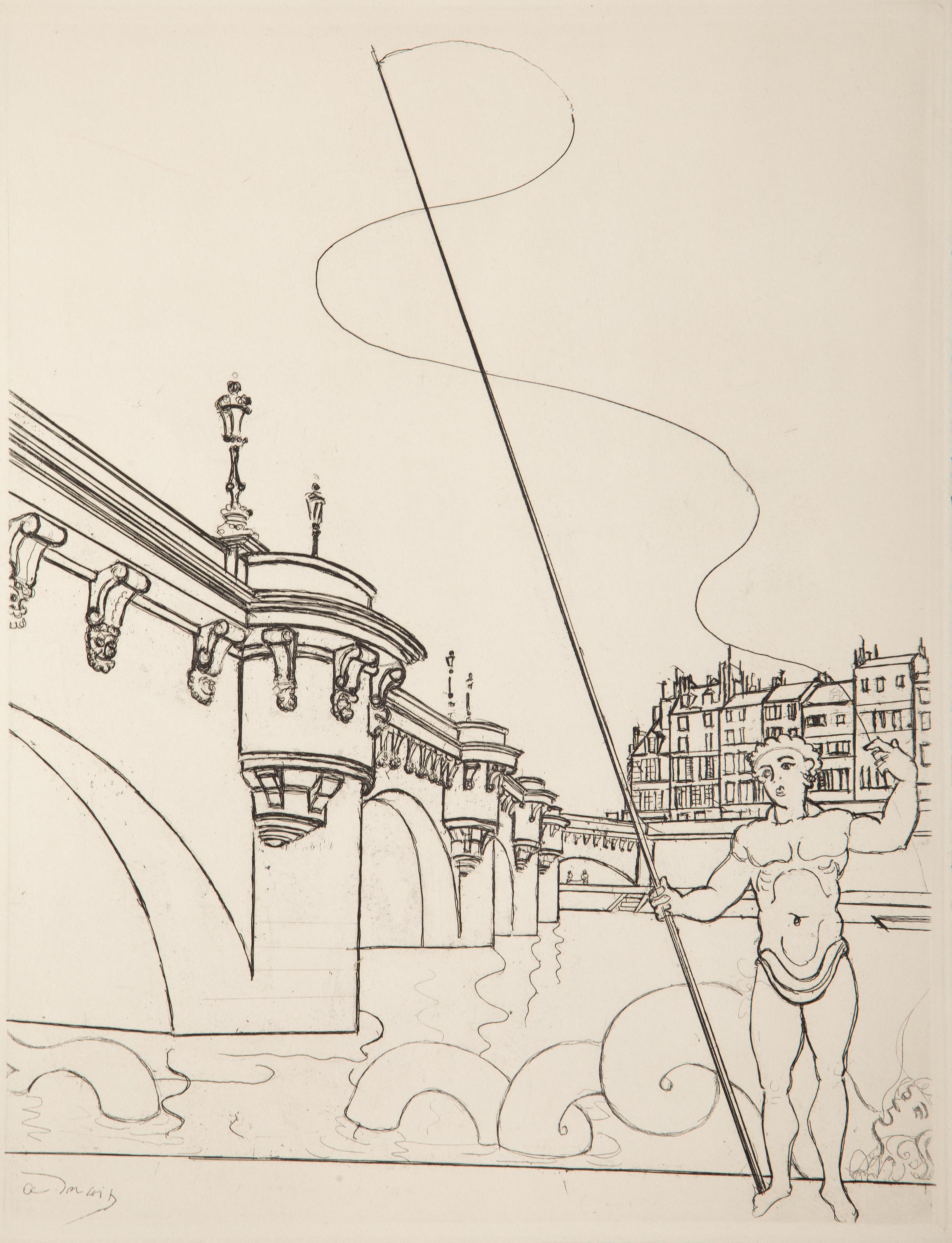 Pont Neuf, Impressionist Etching by Andre Derain - Print by André Derain