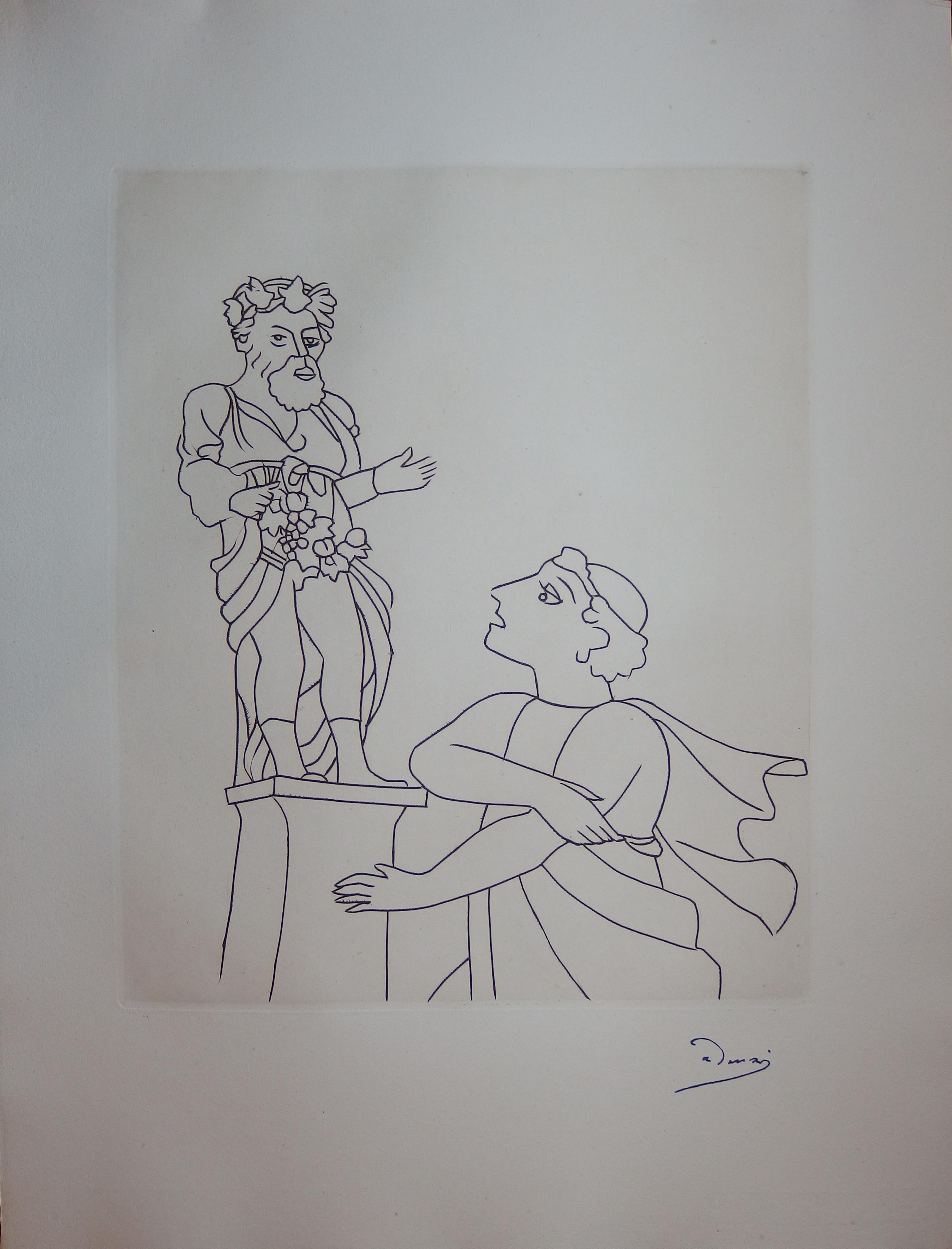 Preghiera a una divinità - Incisione originale - 1951