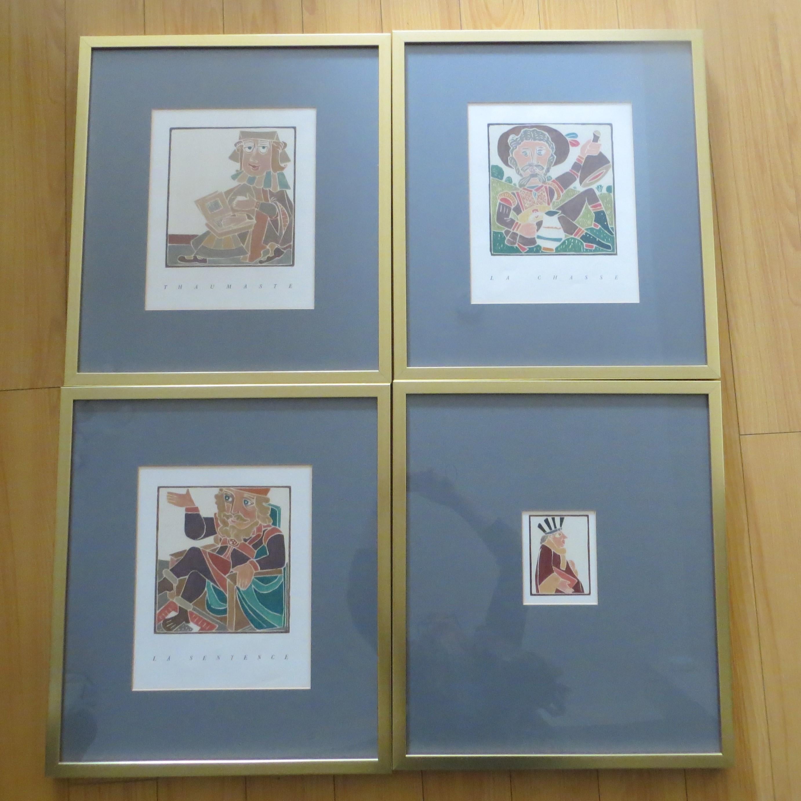 Raro set di quattro stampe su legno incorniciate di André Derain (after) André Derain
