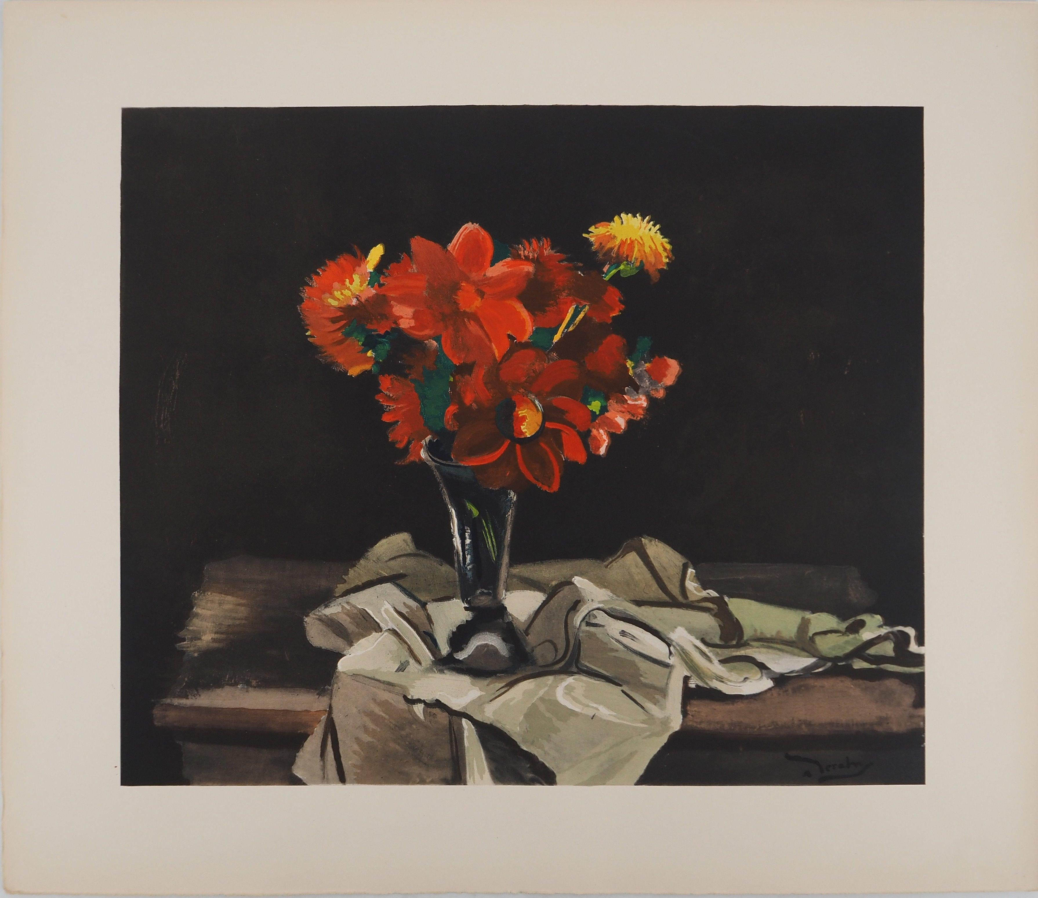 Figurative Print André Derain - Bouquet rouge, 1962 - Lithographie signée