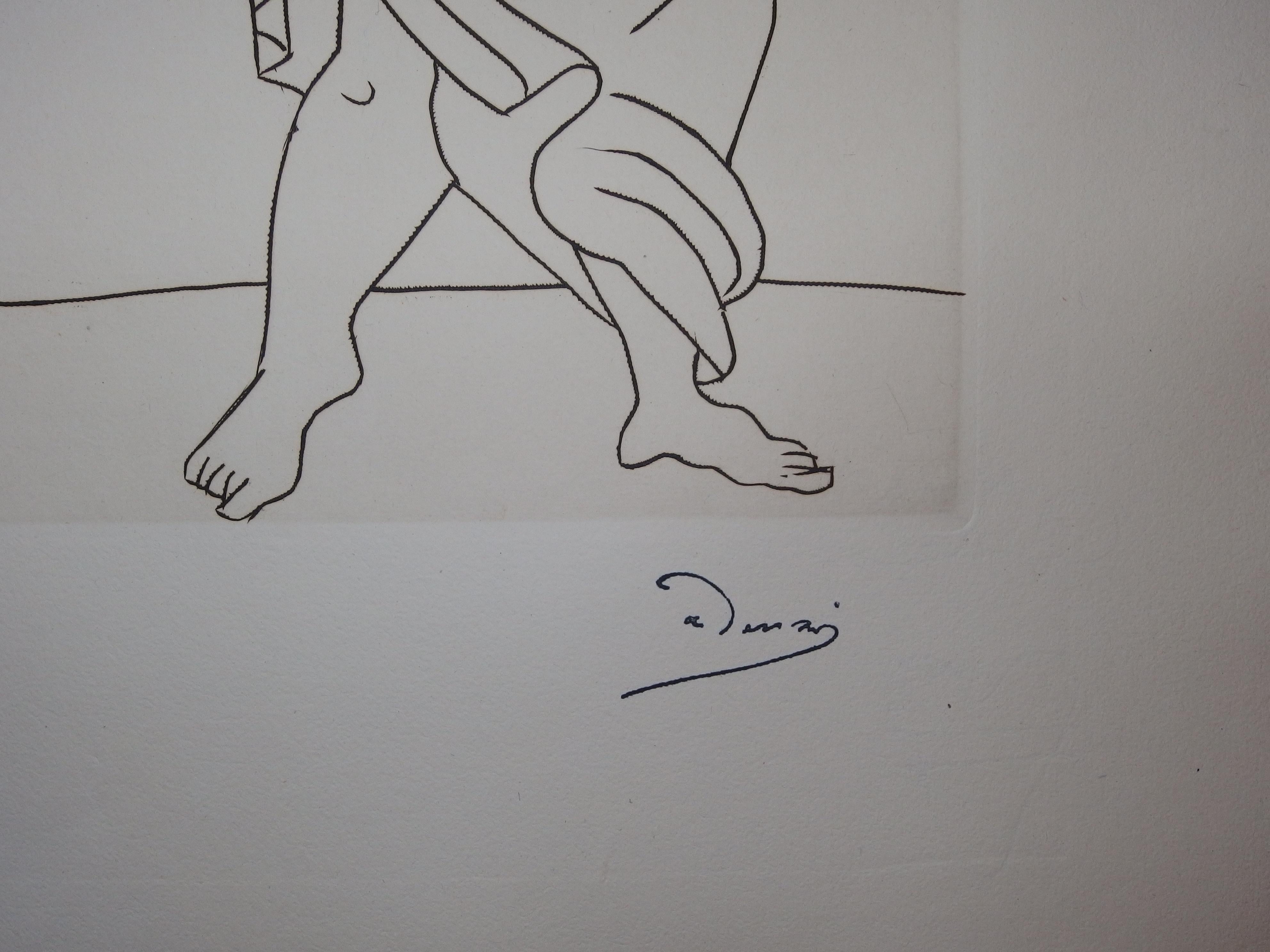 Rethoric: Schauspieler auf der Bühne - Original-Radierung - 1951 – Print von André Derain