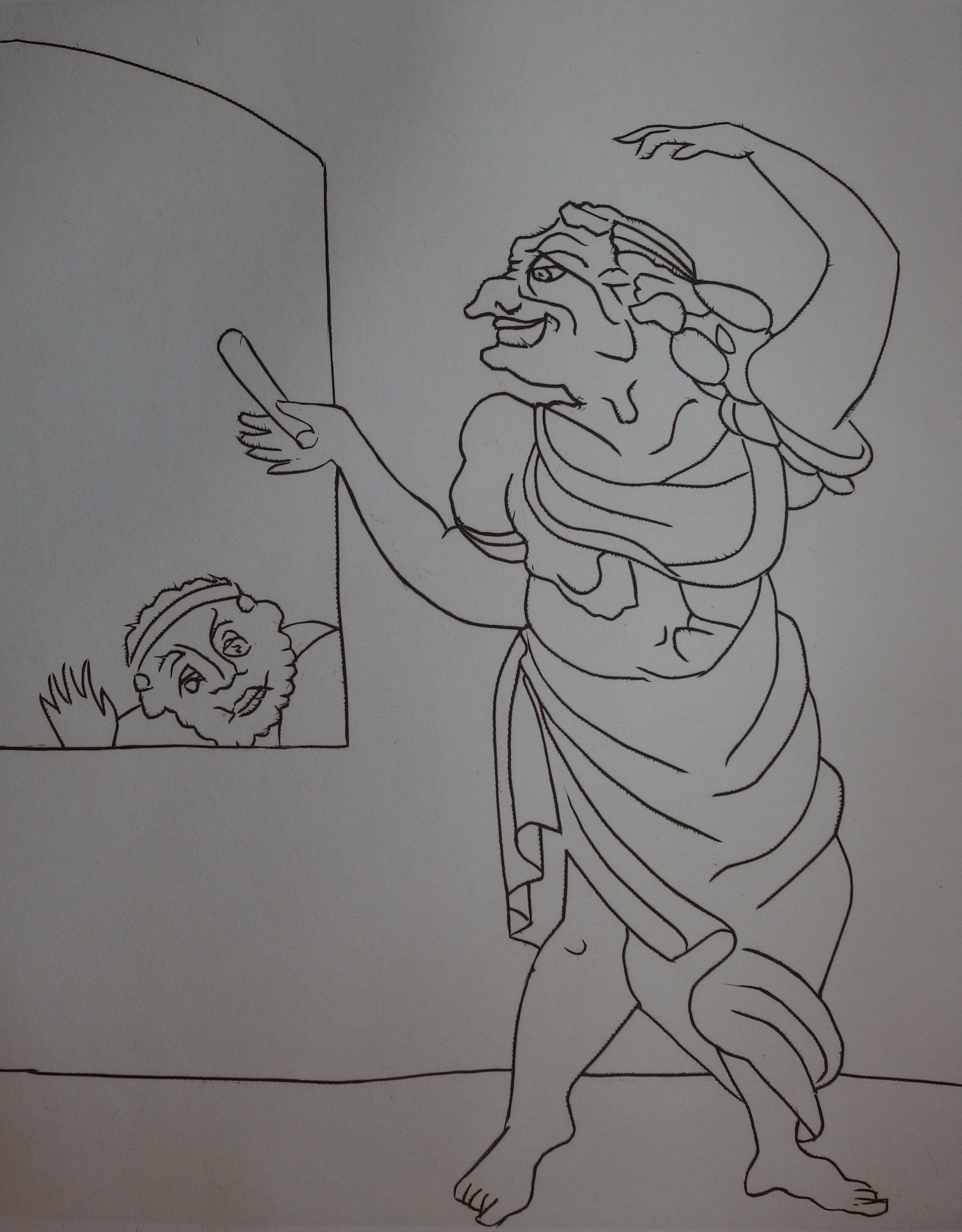 Rethoric: Schauspieler auf der Bühne - Original-Radierung - 1951 (Moderne), Print, von André Derain