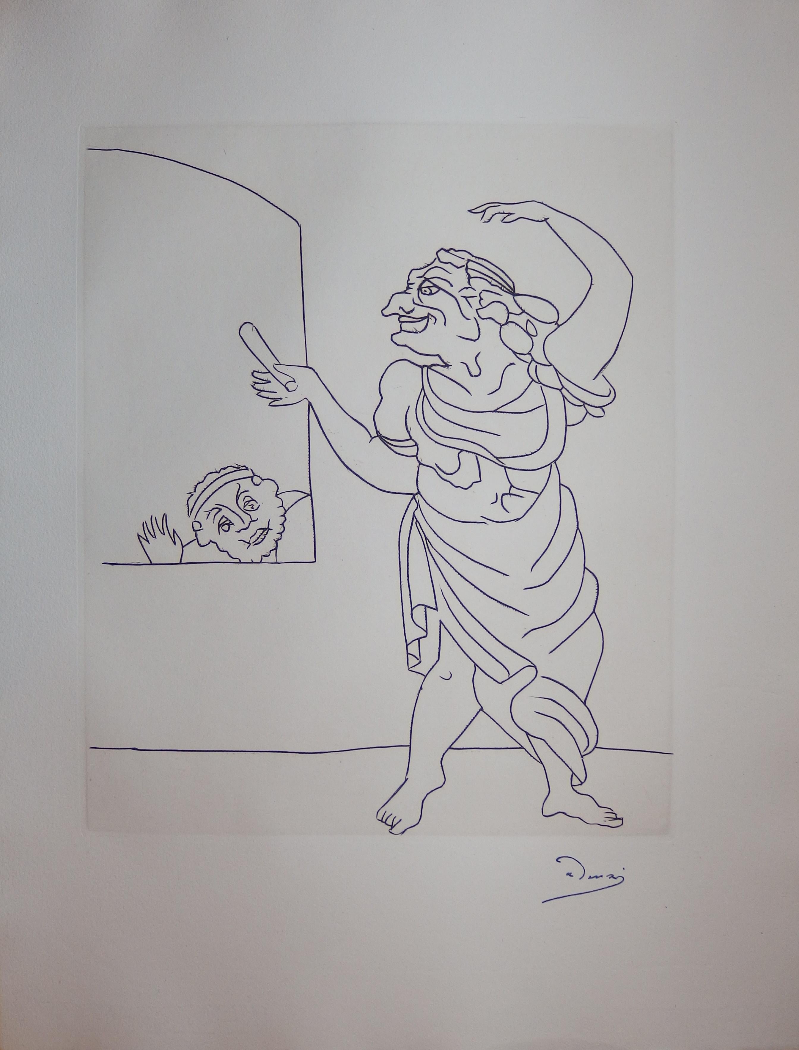 Rethoric: Schauspieler auf der Bühne - Original-Radierung - 1951