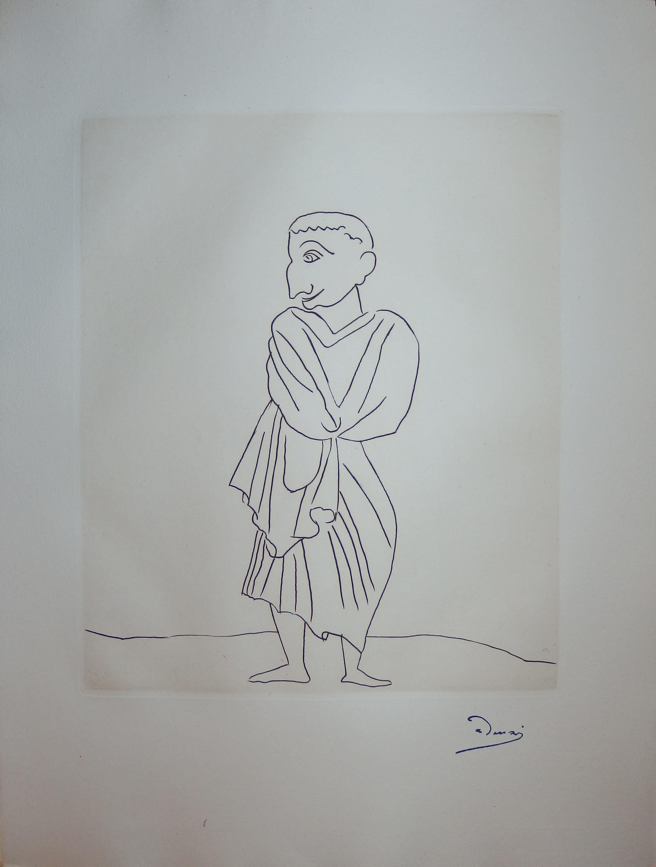 André Derain Figurative Print - Roman in Antic Costume  - Original etching - 1951
