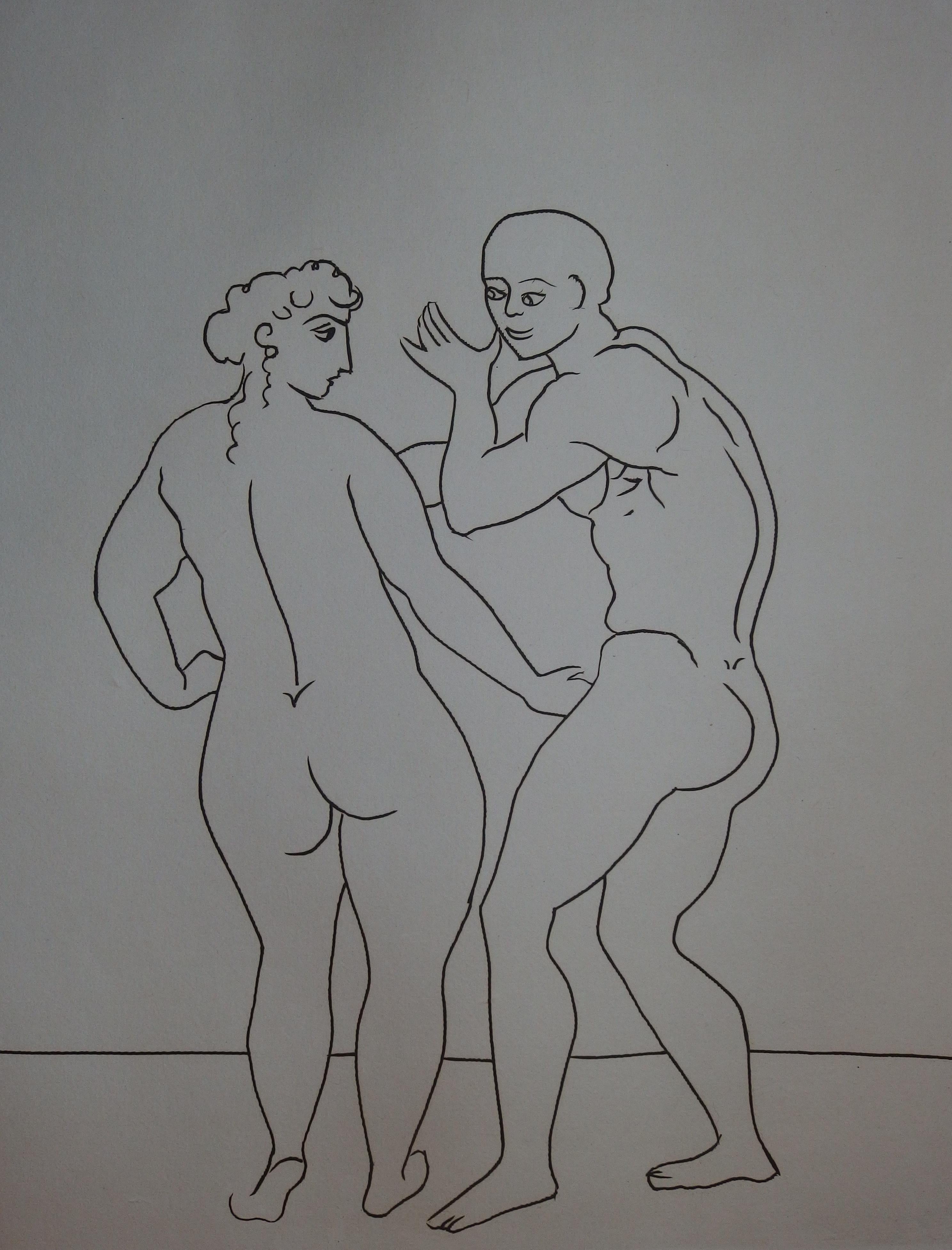 Seducting Couple - Original etching - 1951 - Modern Print by André Derain