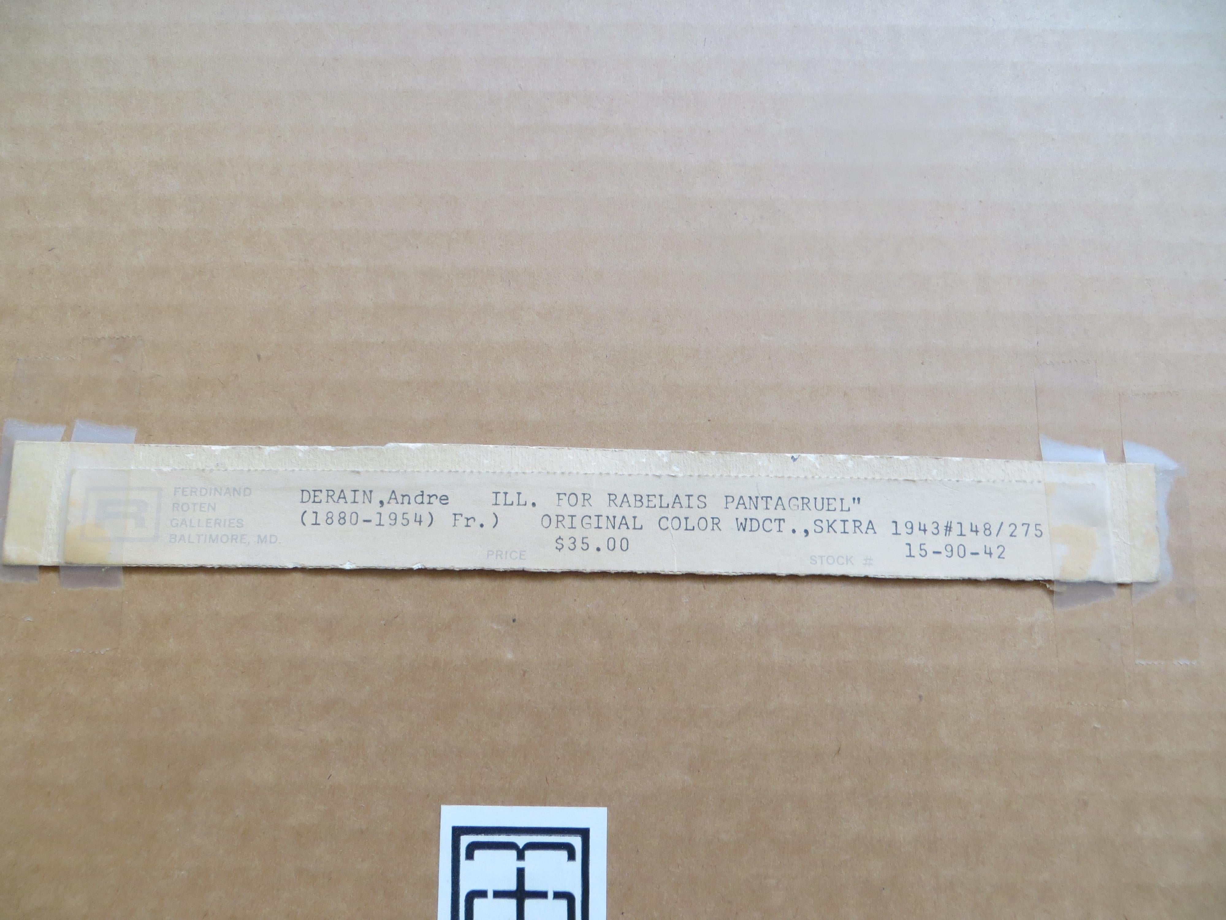 Ensemble de quatre gravures sur bois encadrées d'après André Derain en vente 2