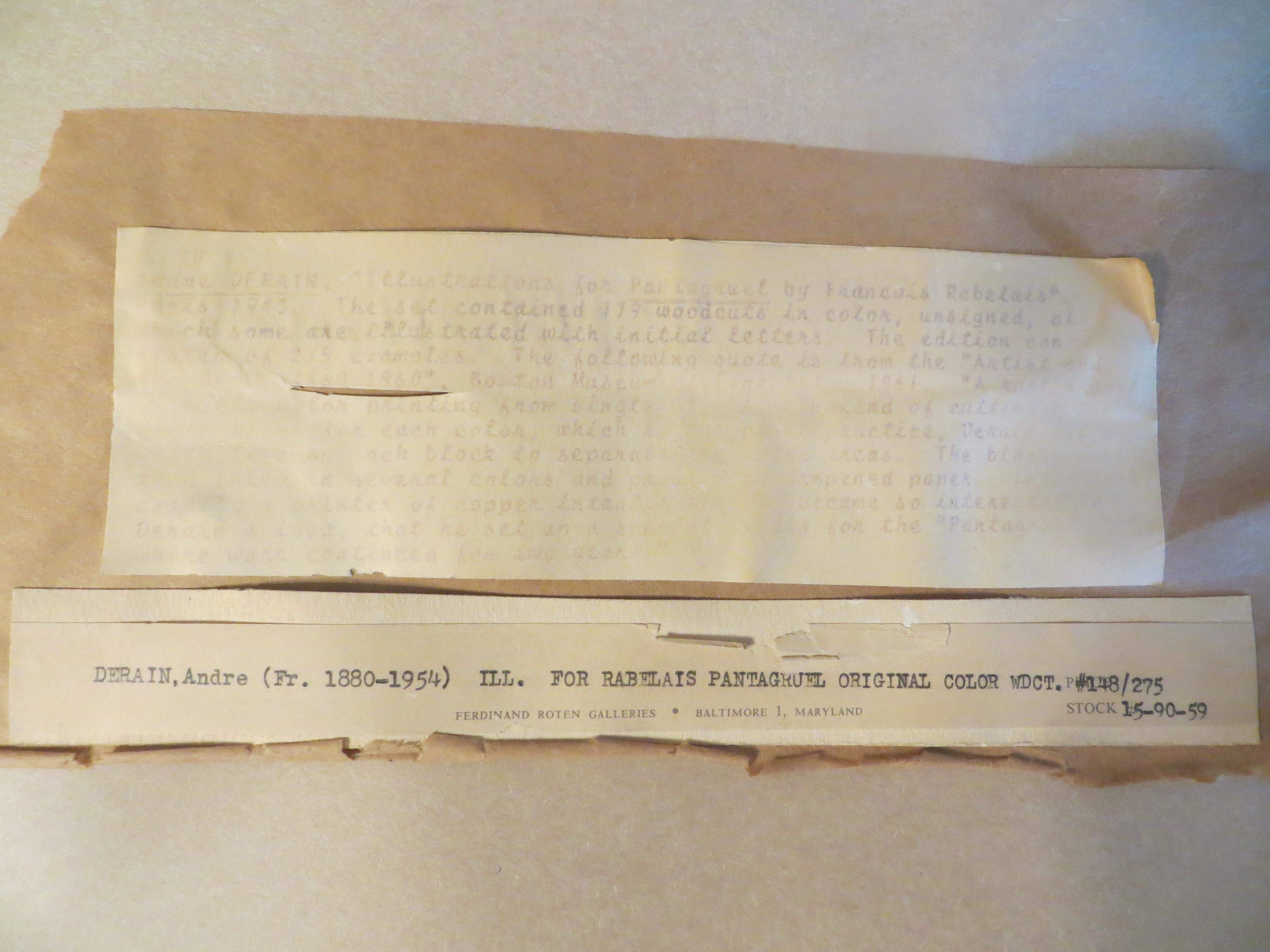 Ensemble de quatre gravures sur bois encadrées d'après André Derain en vente 4