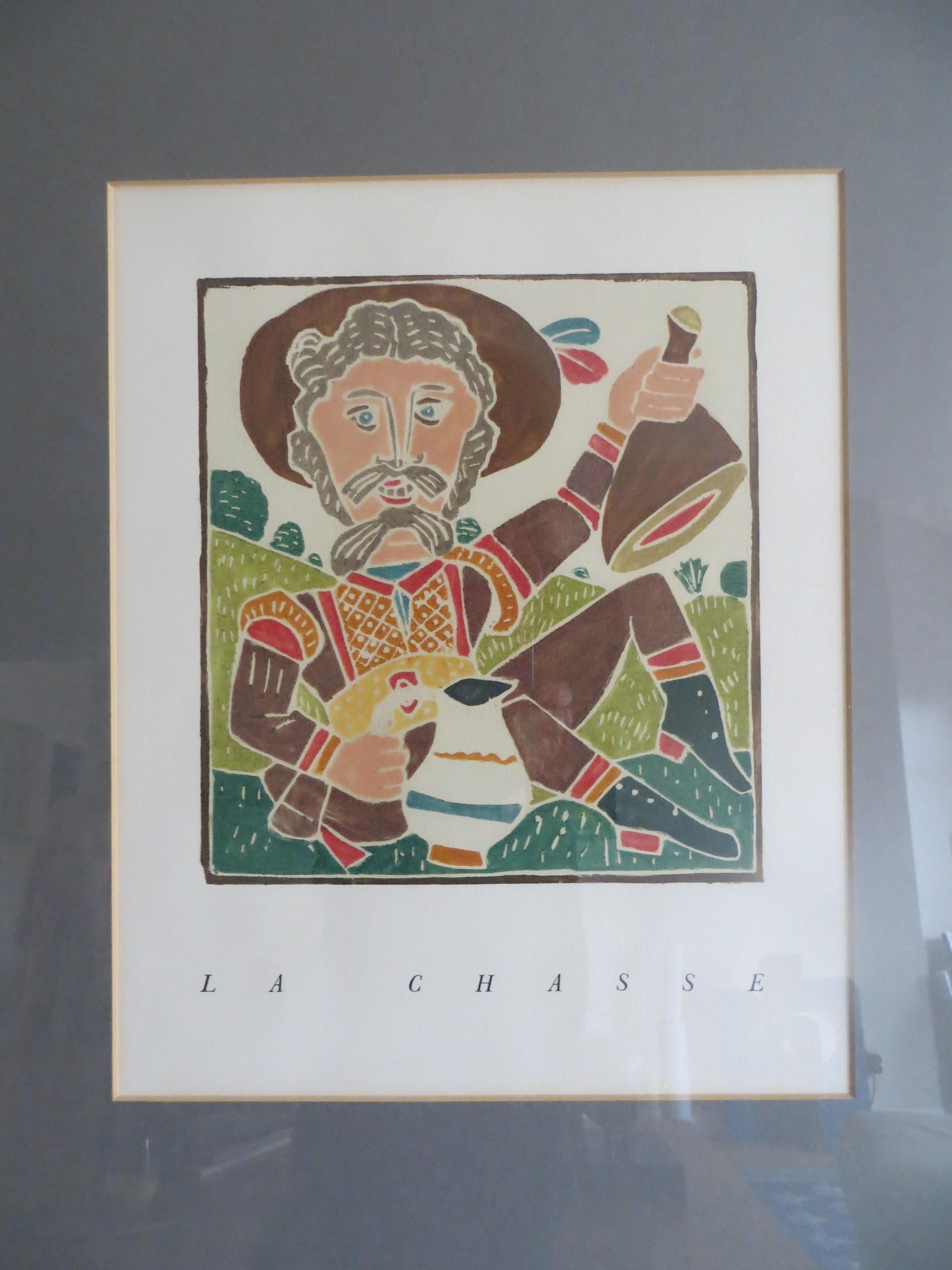 Set of Four Framed Wood Cut Prints After André Derain For Sale 6