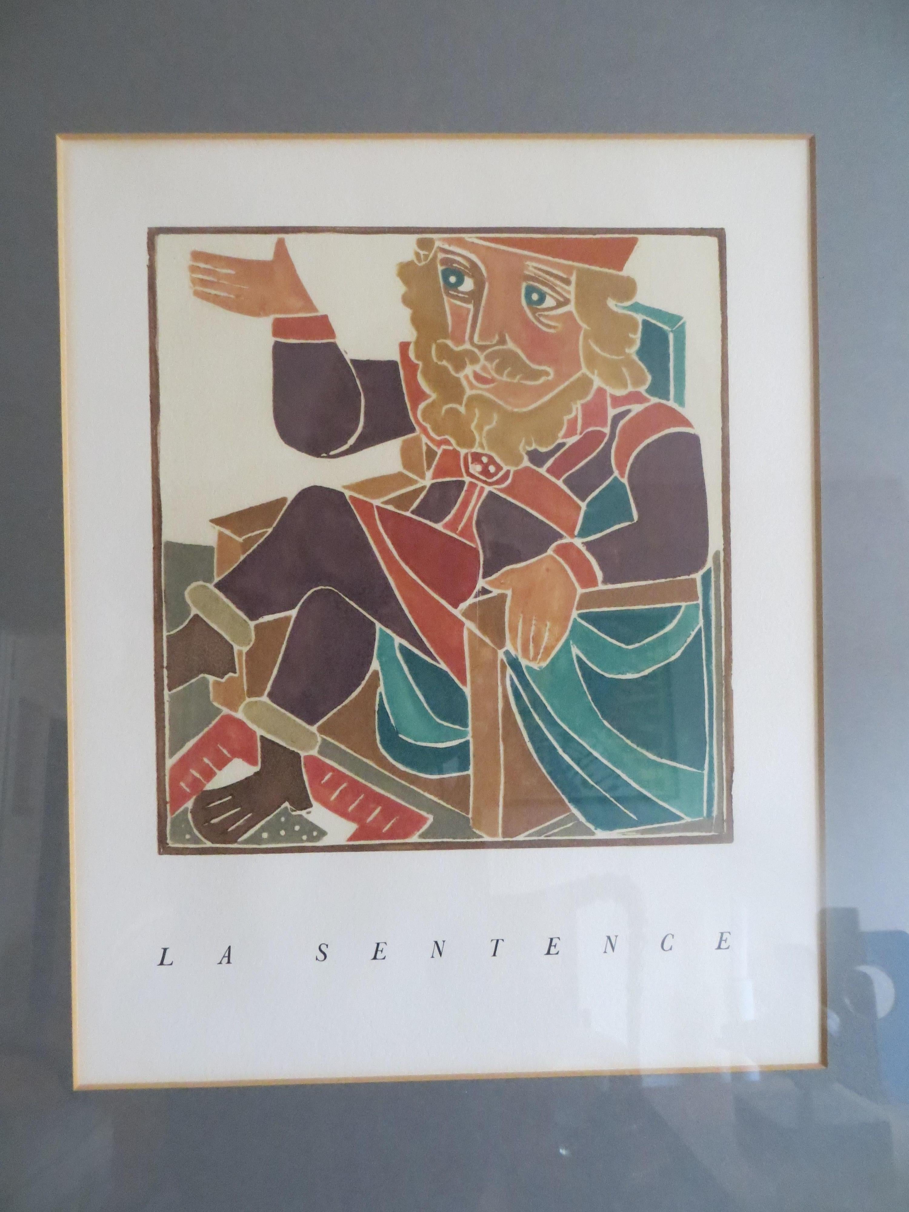 Set of Four Framed Wood Cut Prints After André Derain For Sale 7