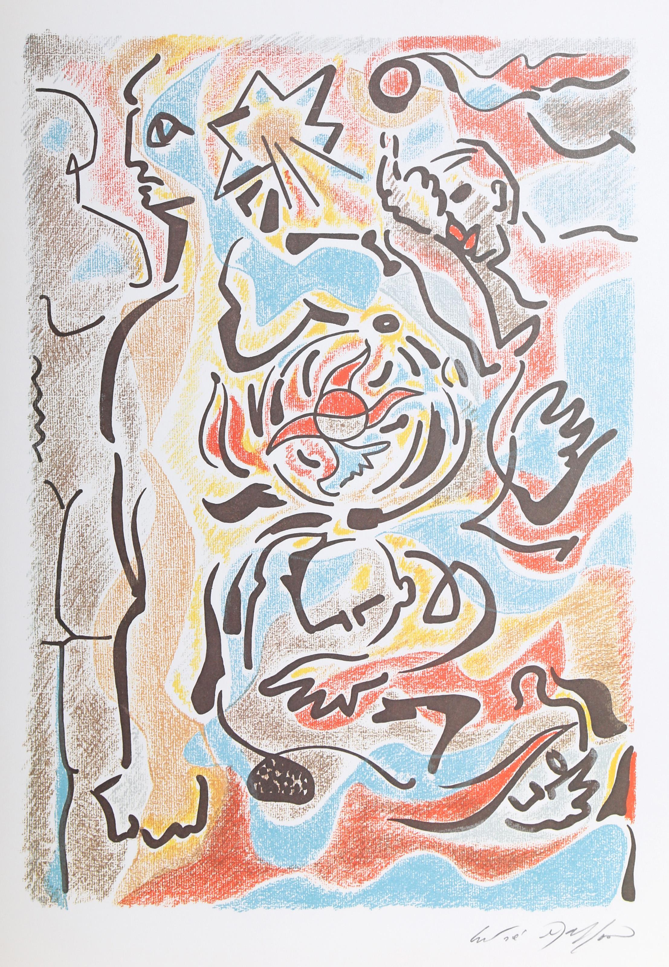 Figurative Print de André Derain - Figuras del sol, litografía offset surrealista de André Masson