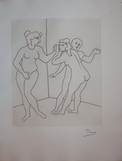 Amantes sorprendidos - Grabado original - 1951