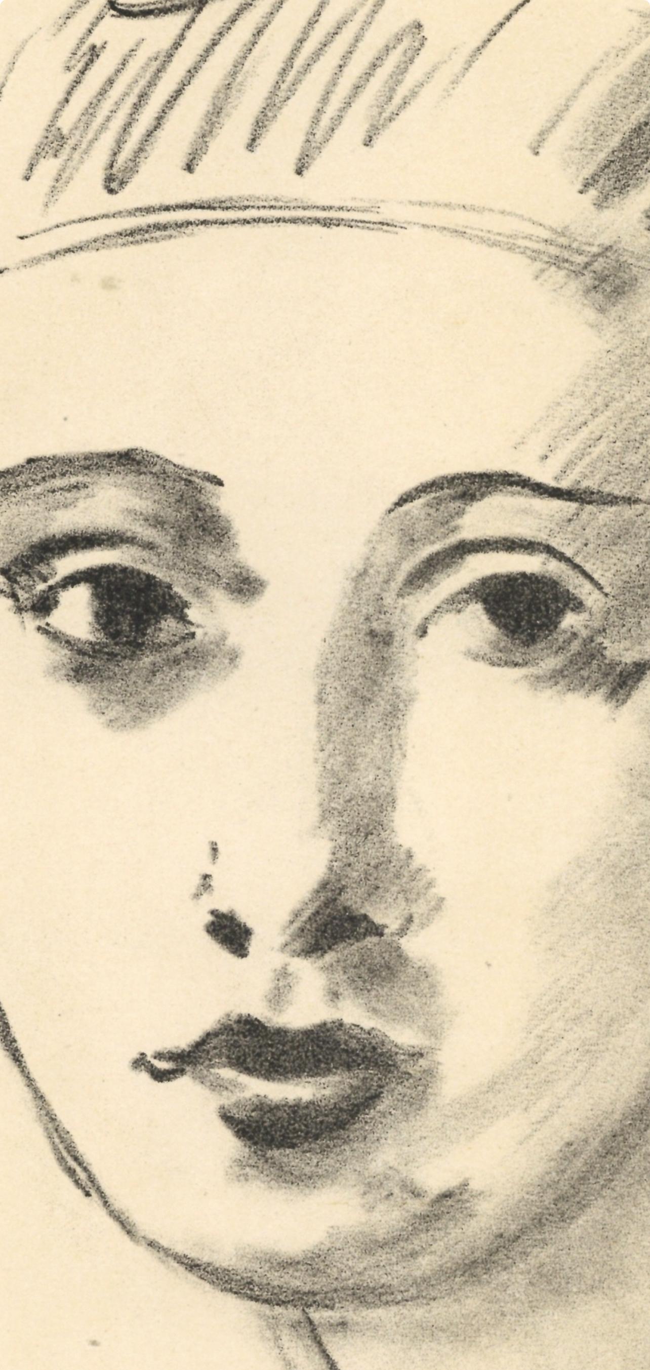 Tête de Jeune Fille, Verve: Revista Artística y Literaria - Portrait Print Beige de André Derain