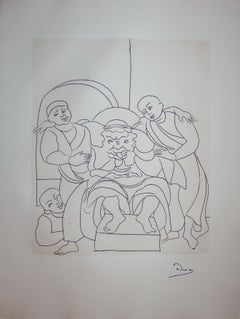 Retro The Drunk King - Original etching - 1951