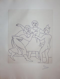 Vintage The Fight - Original etching - 1951