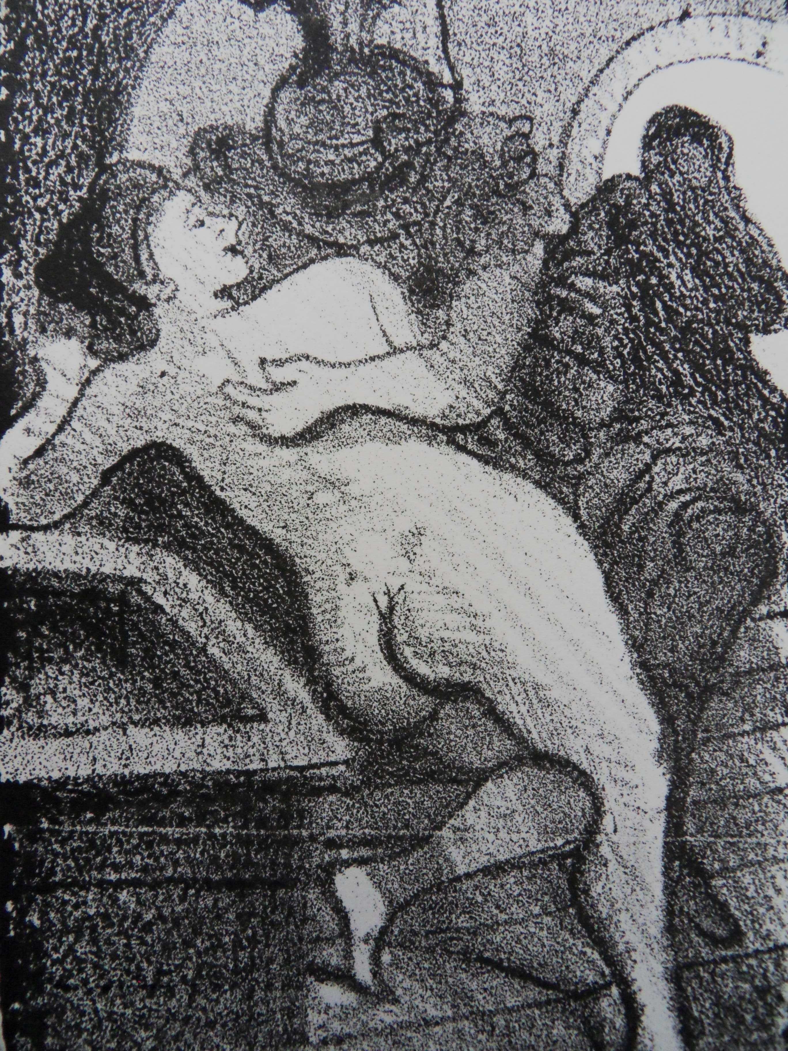 Il bacio - Litografia originale, Mourlot 1950 - Print di André Derain