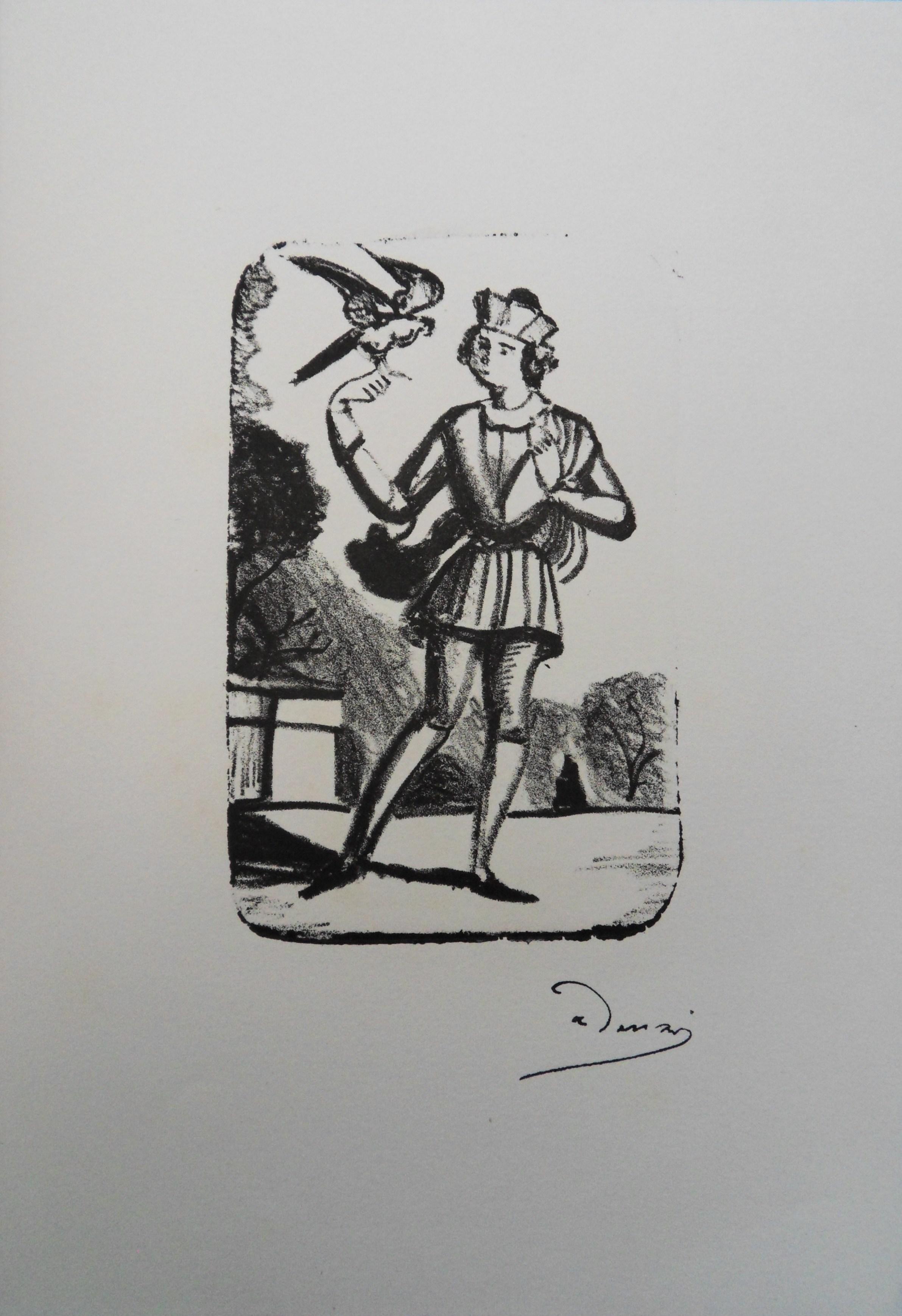 The Messenger - Original lithograph, Mourlot 1950 - Print by André Derain