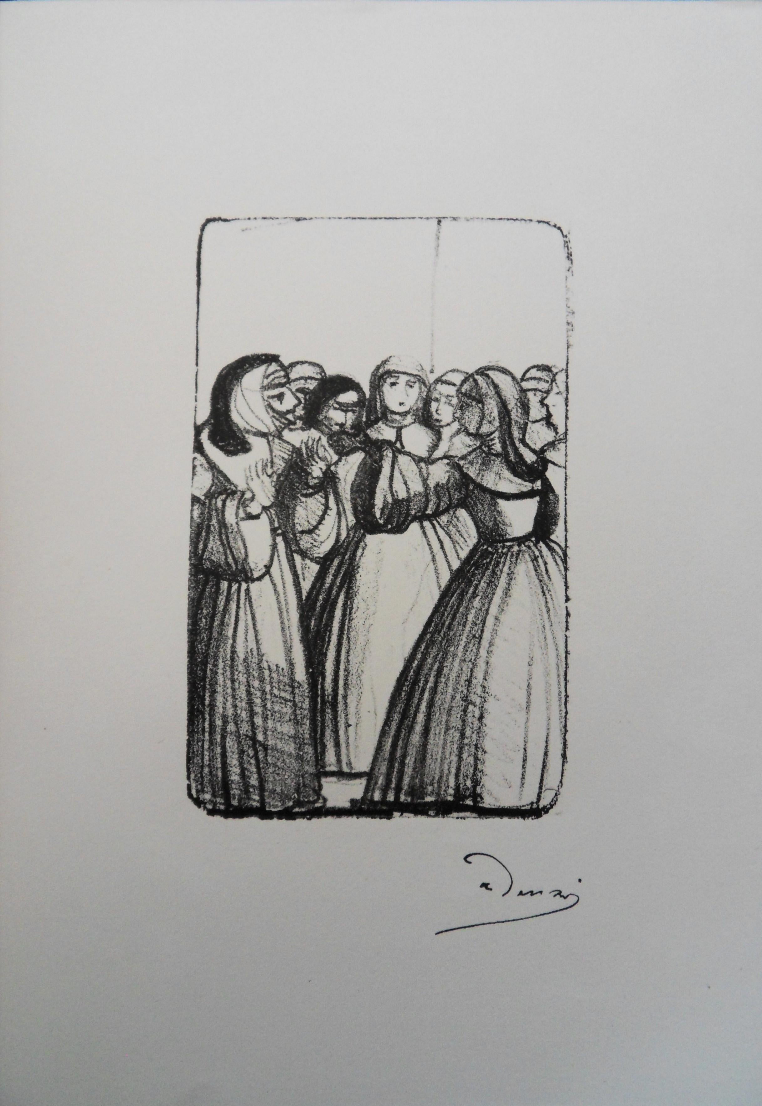 The Nuns Going to the Prayer - Original lithograph, 1950 - Print by André Derain