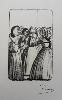 The Nuns Going to the Prayer - Original lithograph, 1950