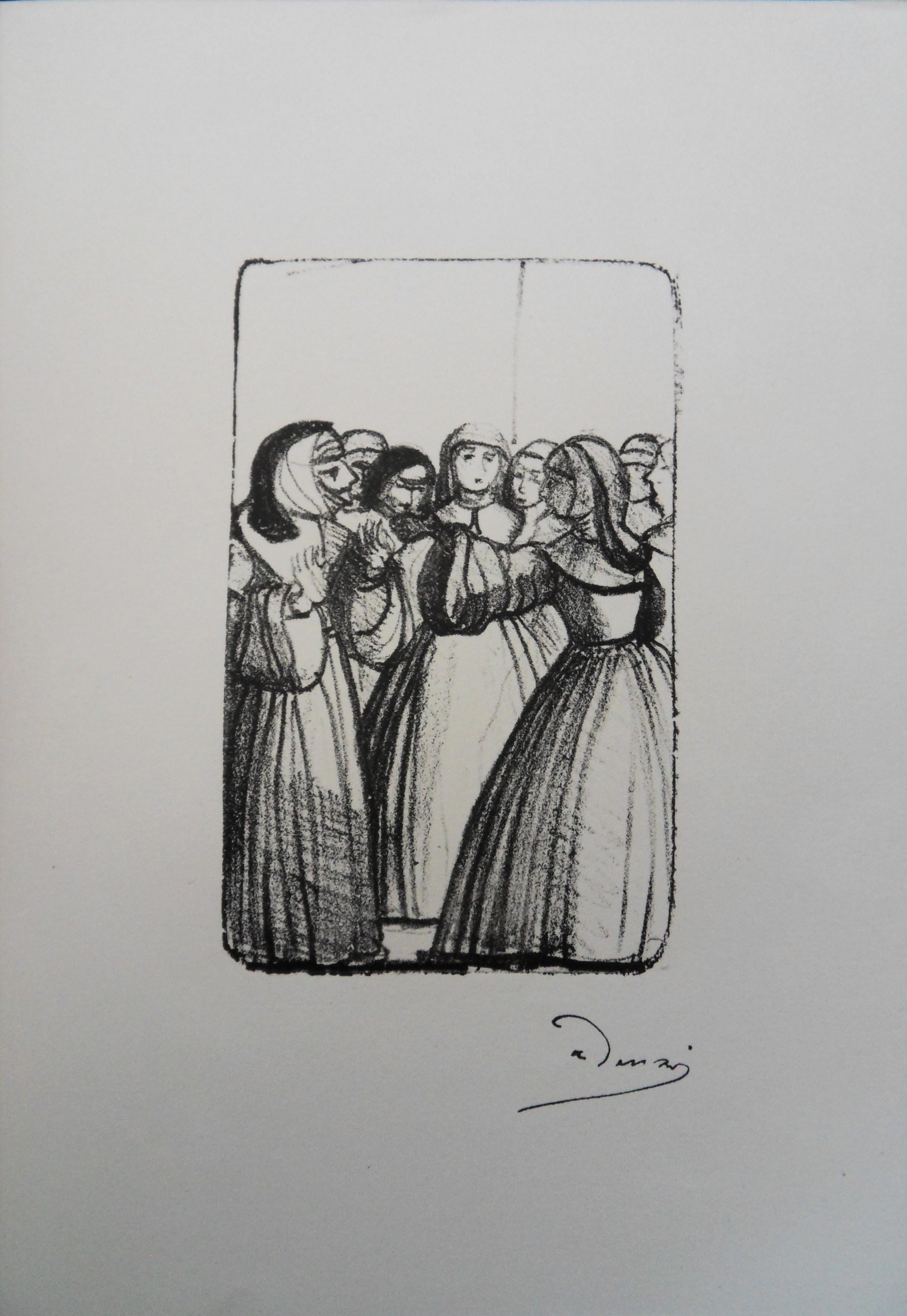 André Derain Figurative Print - The Nuns Going to the Prayer - Original lithograph, 1950