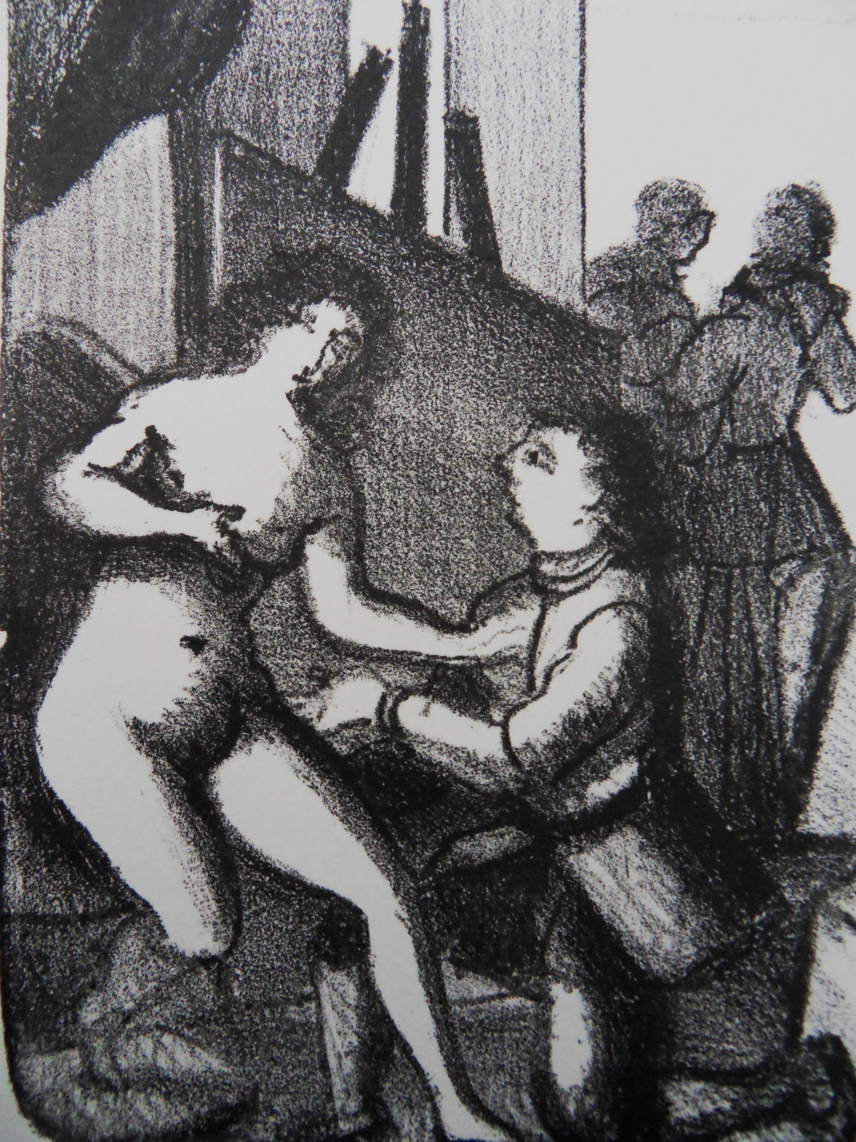 The Painter and his Model - Lithograph, Mourlot 1950 - Print by André Derain