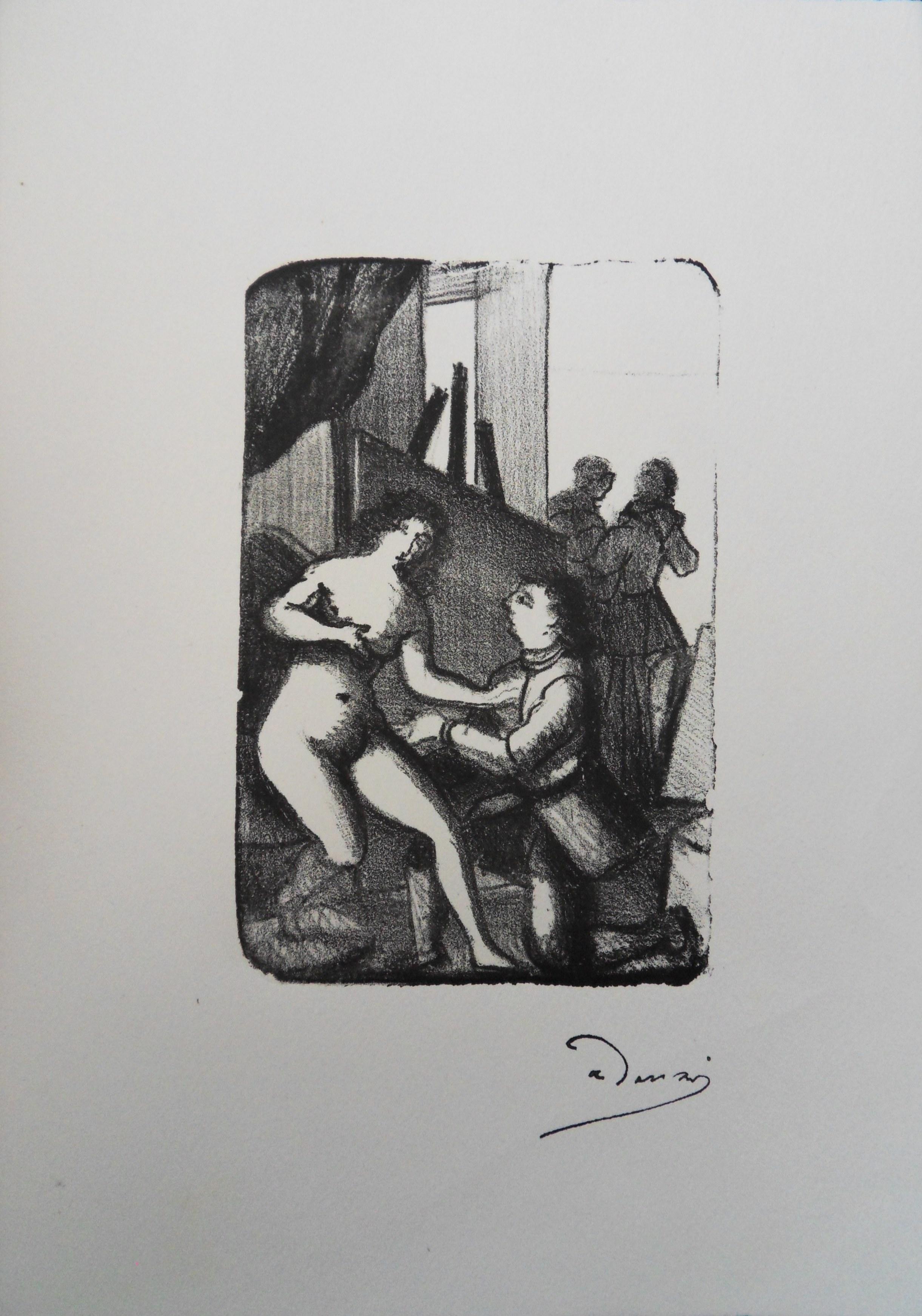 André Derain Figurative Print - The Painter and his Model - Lithograph, Mourlot 1950