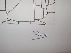 Due uomini che discutono - Incisione originale - 1951