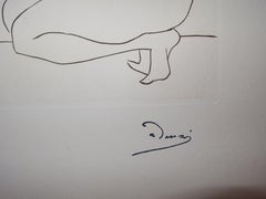 Two Nude Women Discussing with Men - Original etching - 1951