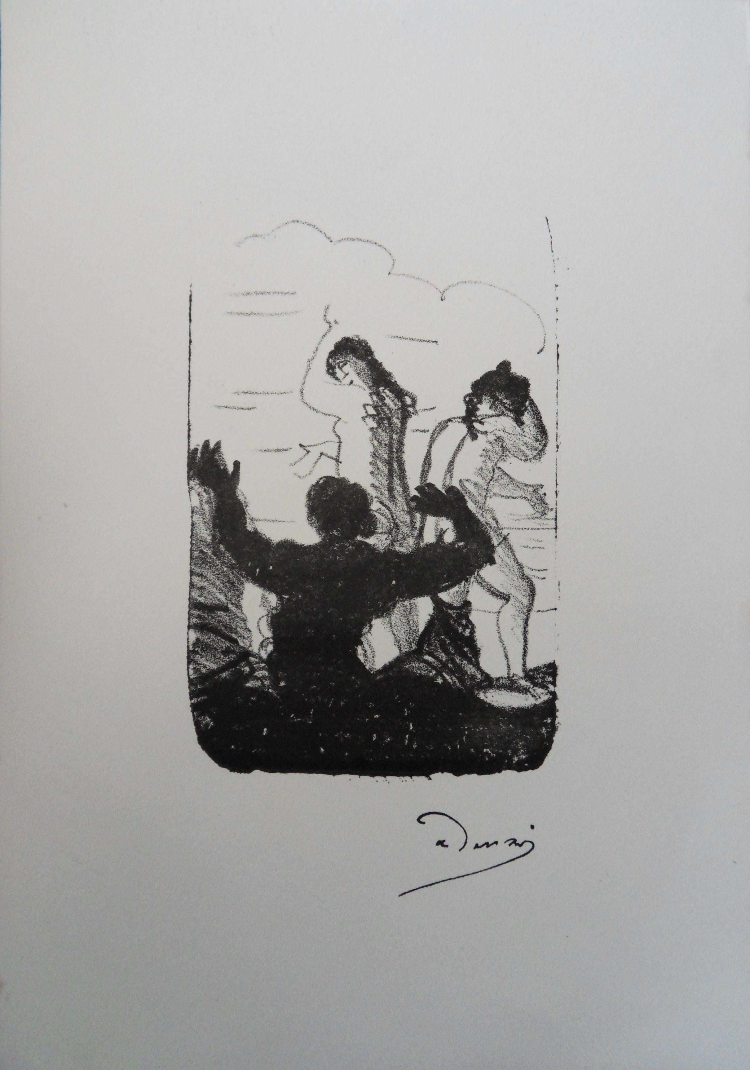 Figurative Print de André Derain - Dos desnudos sorprendidos - Litografía, Mourlot 1950