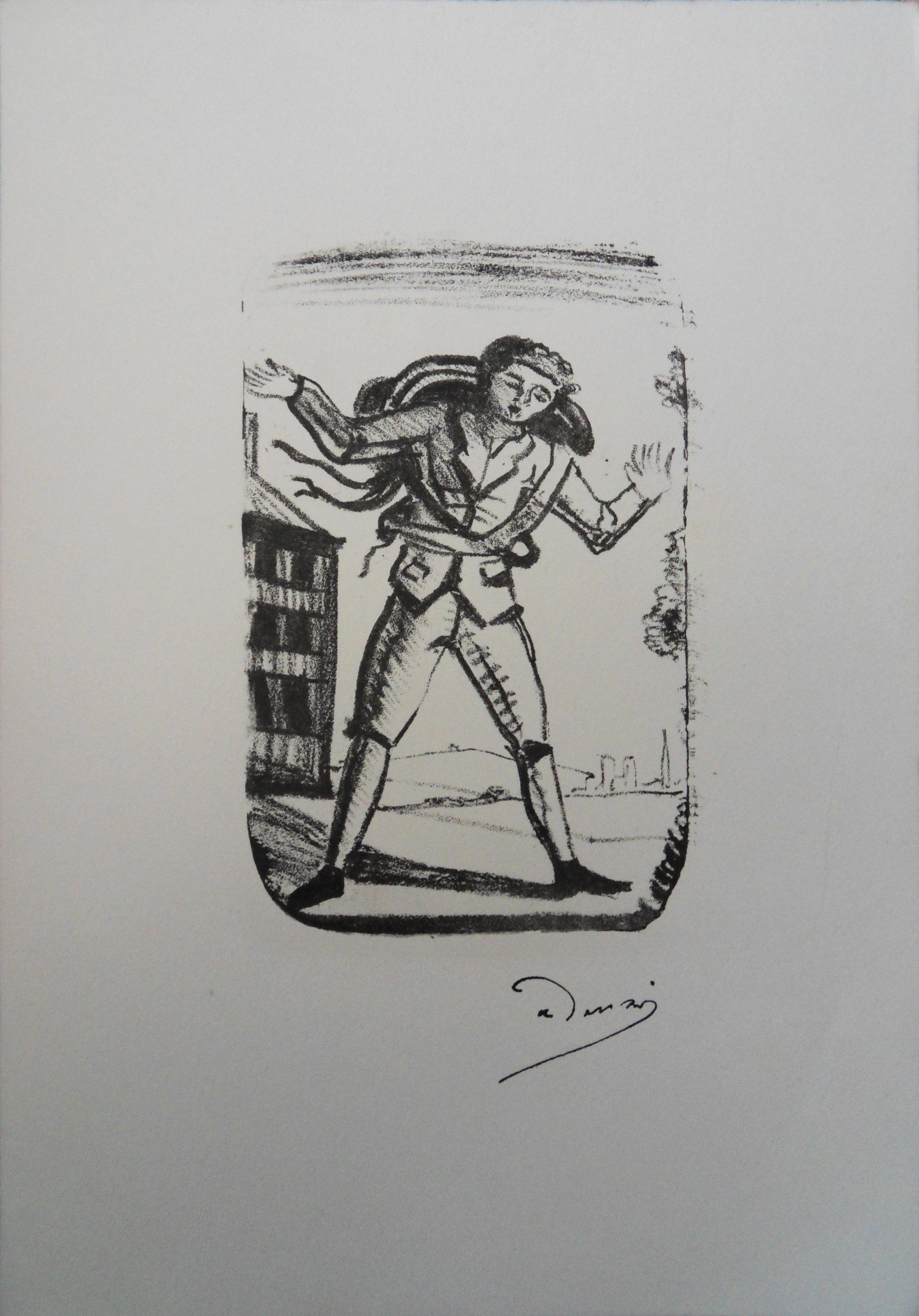 André Derain Figurative Print - Young Man Travelling - Lithograph # Mourlot 1950