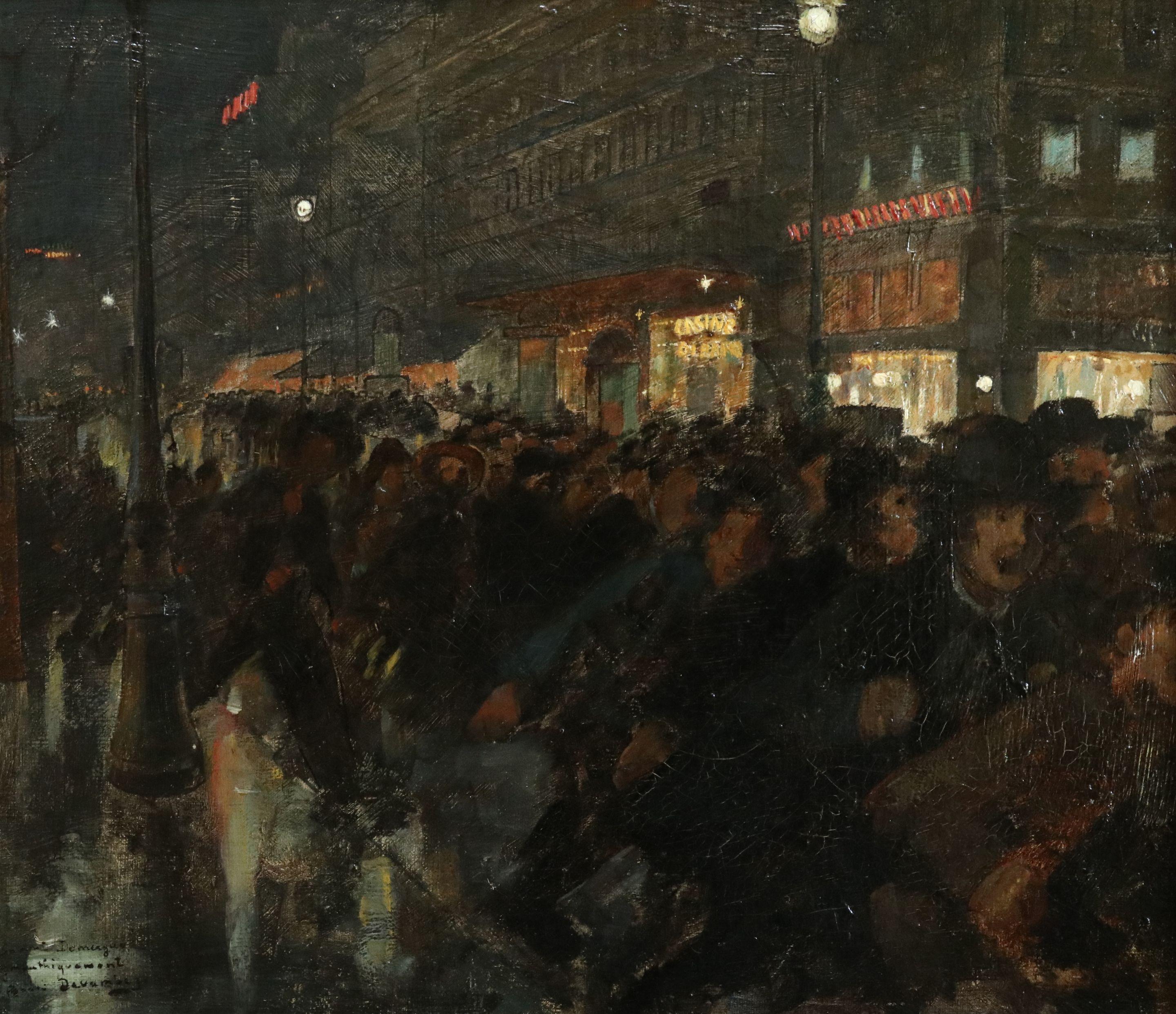Demonstrators - Boulevard Poissonniere 1904 - 19th Century Oil, Andre Devambez