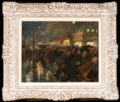 Demonstranten – Impressionistische Figuren in einem Stadtbild, Ölgemälde von Andre Devambez