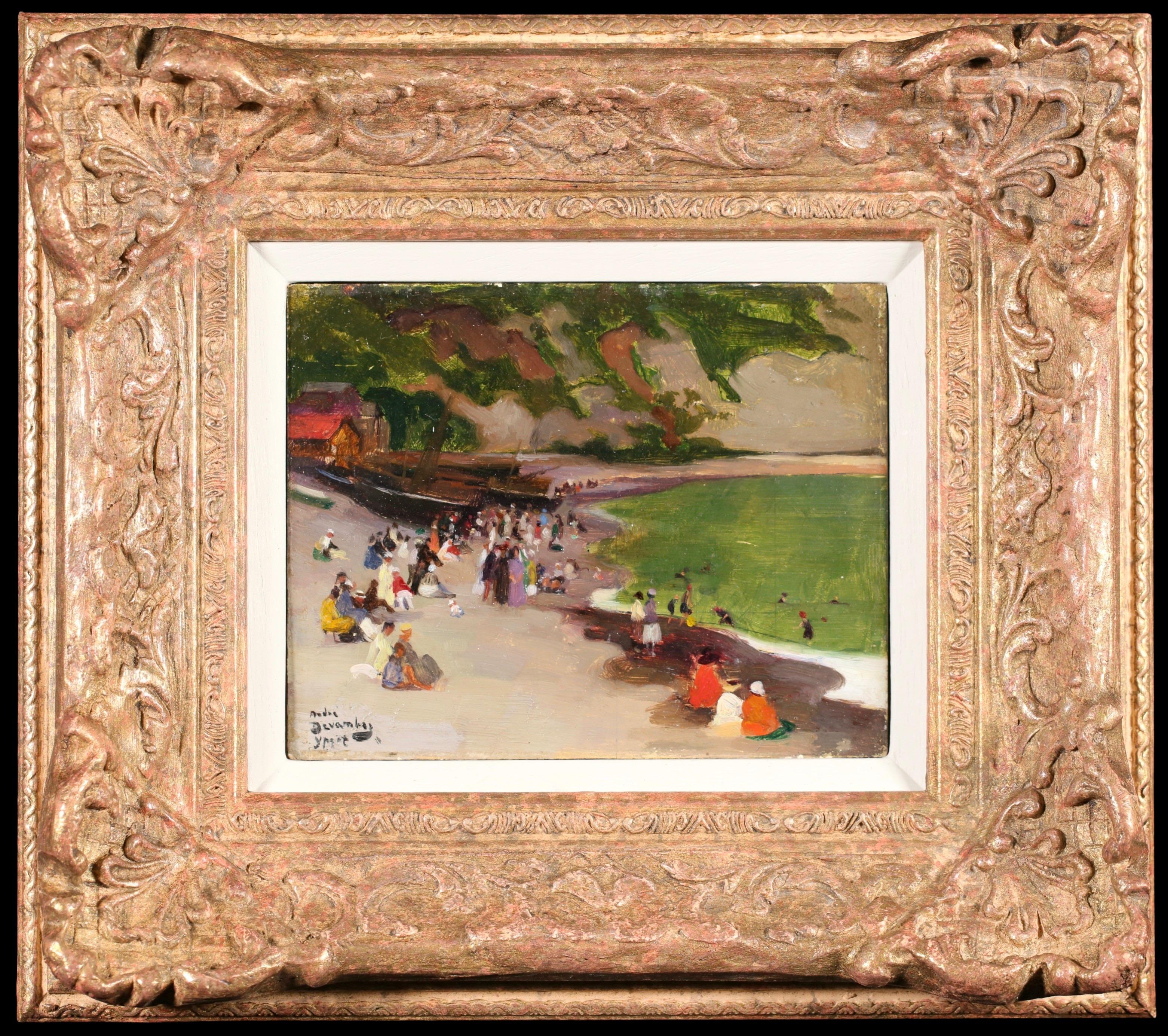 Figures on the Beach, Yport- Impressionist Figures in Landscape - Andre Devambez