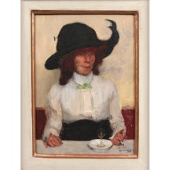 Portrait of women with cigarette and absinthe glass