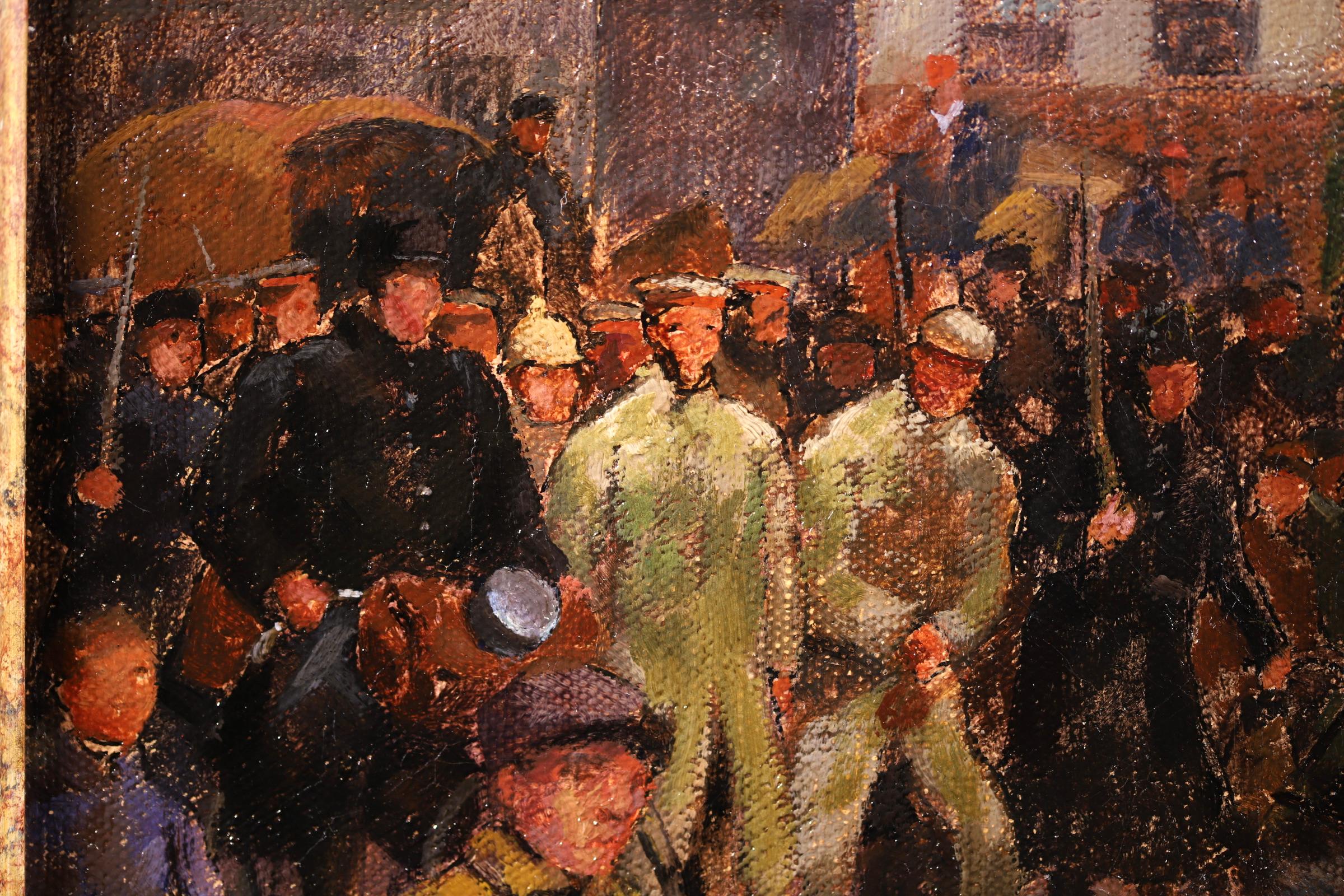 Peinture à l'huile impressionniste Figures in Town Landscape d'André Devambez, Ypres, 1915 8