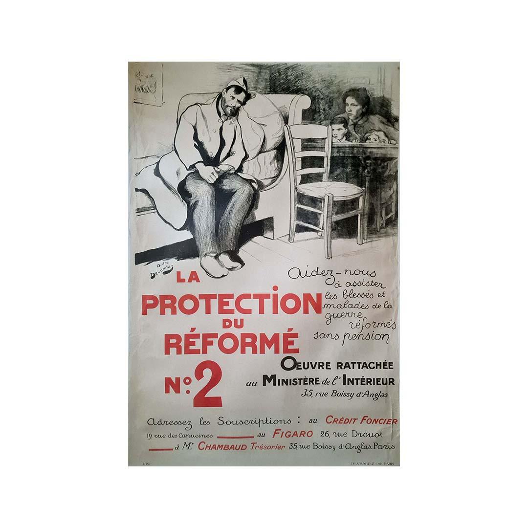 Affiche originale d'André Devambez, La protection du réformé Nº2 WWI en vente 3