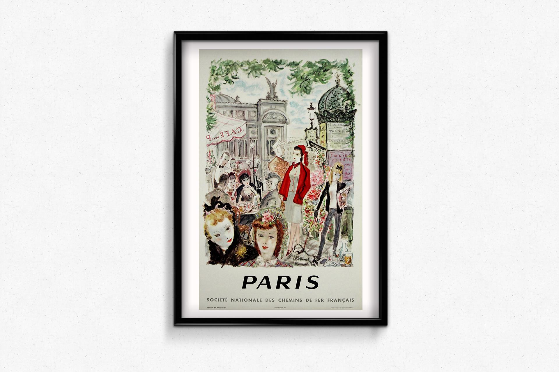 1962 Original-Reiseplakat von André Dignimont - SNCF Paris l'Opéra Garnier im Angebot 1