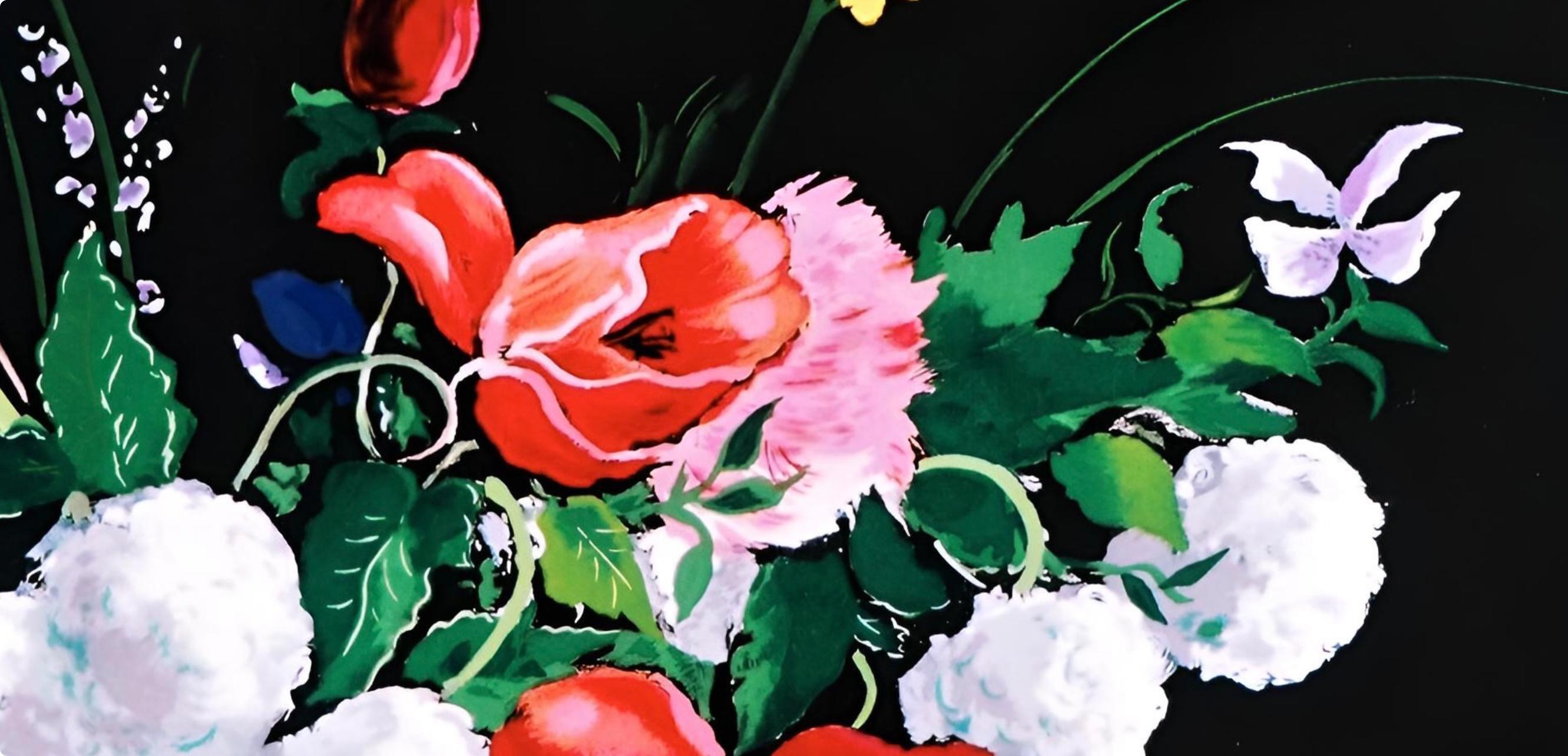 Dignimont, Le bouquet, Dignimont (après) - Noir Still-Life Print par André Dignimont