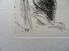 Nude Styling Herself - Original etching, 1943