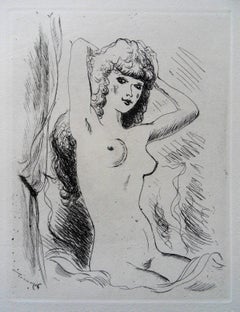 Nude Styling Herself - Original etching, 1943