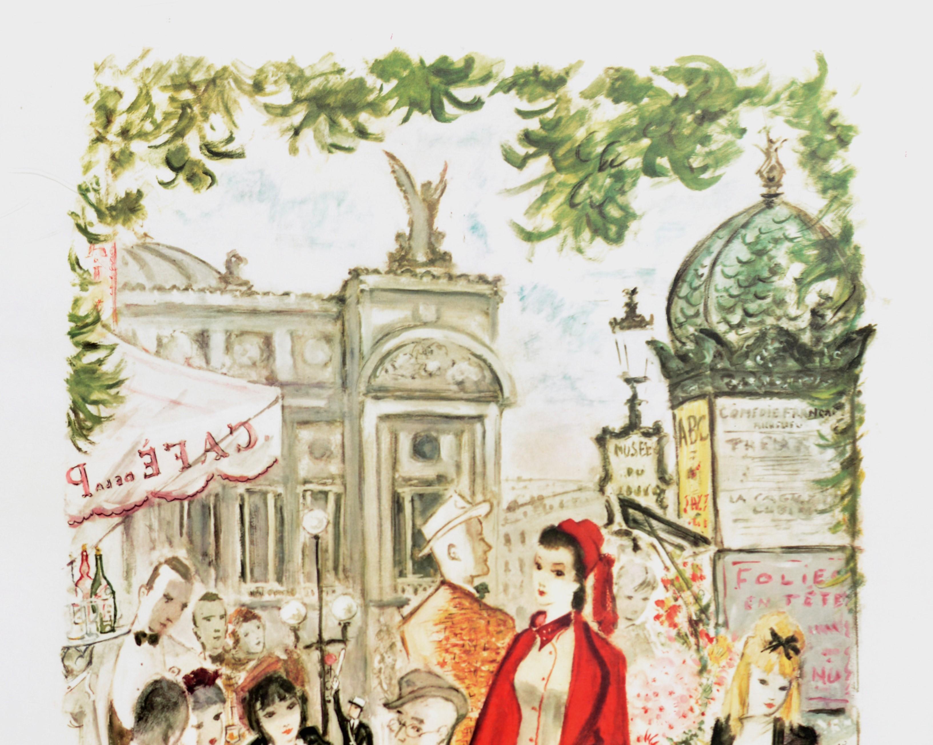 Original Vintage Poster Opera De Paris SNCF Rail Travel Cafe De La Paix Flowers - Print by André Dignimont