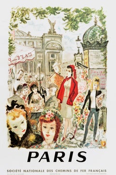 Original Vintage Poster Opera De Paris SNCF Rail Travel Cafe De La Paix Flowers