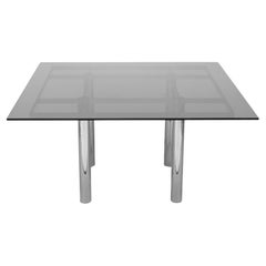 Used "Andre" Dining Table by Tobia Scarpa for Gavina, Chrome Smoked Glass, Italy 1968